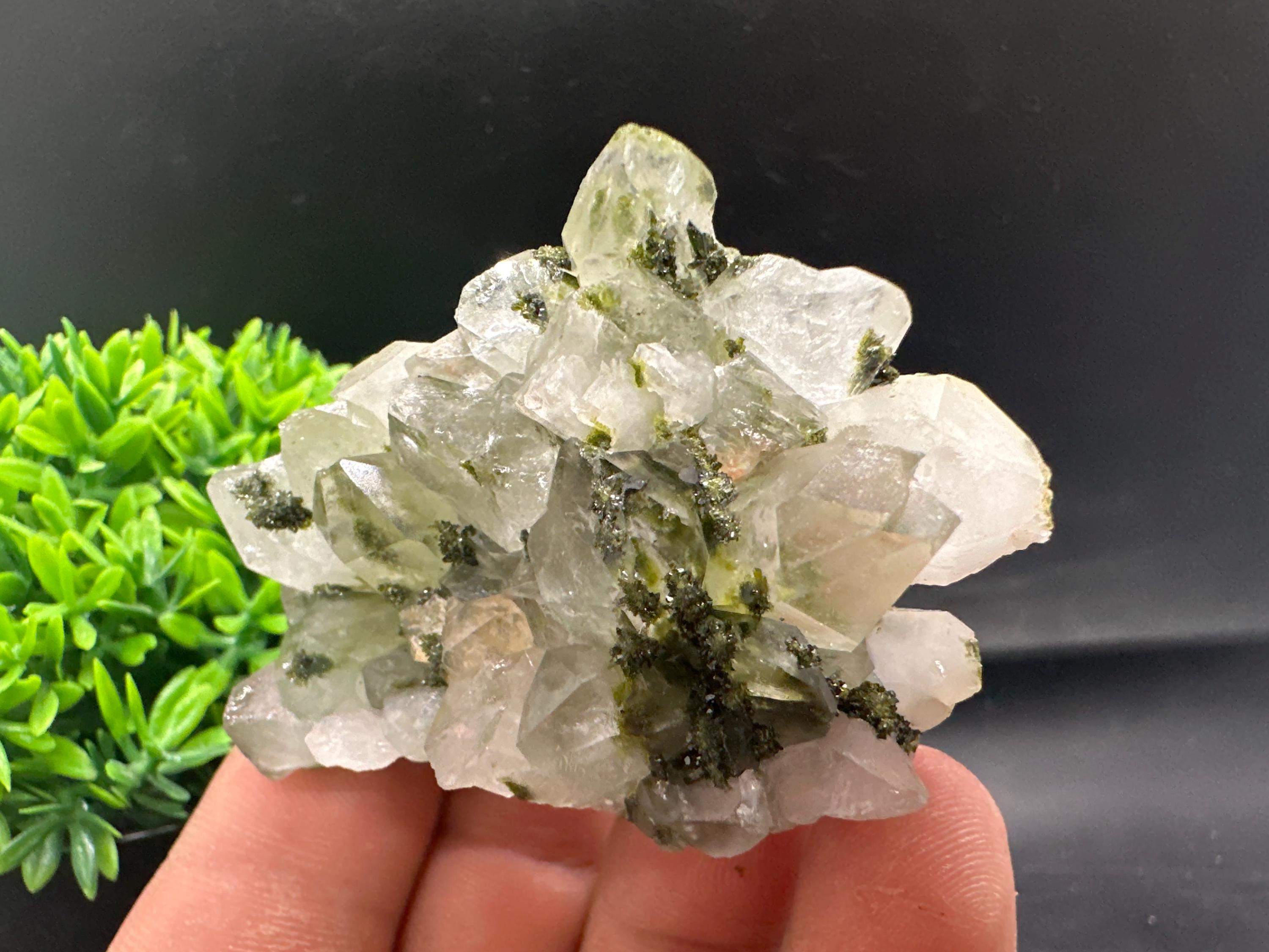 Rare Green Epidote Quartz Crystal Cluster - Eastern Anatolia, Turkey