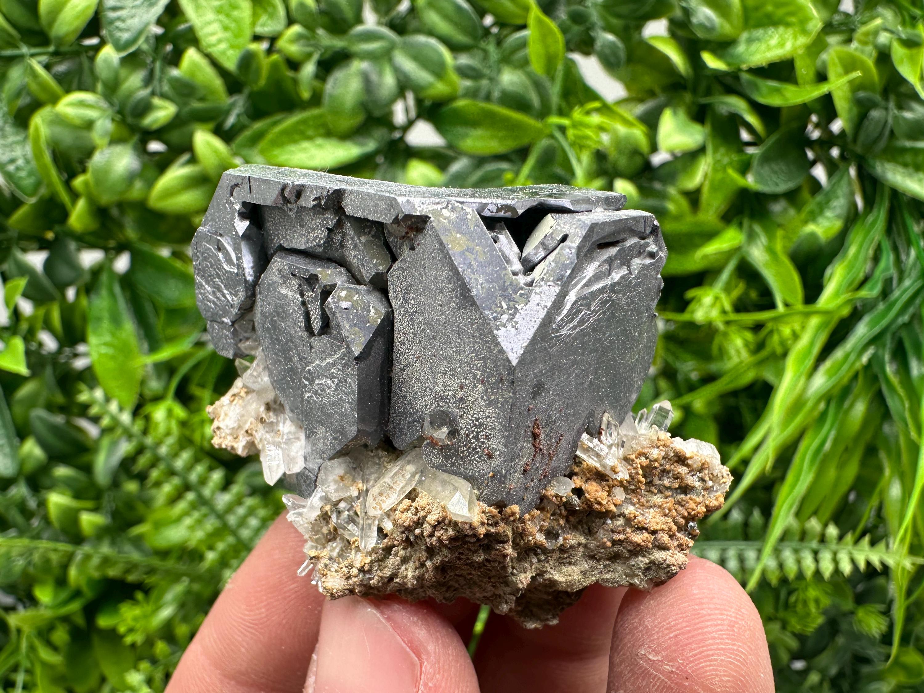 Skeletal Galena on Quartz, Borieva Mine Mineral Specimen