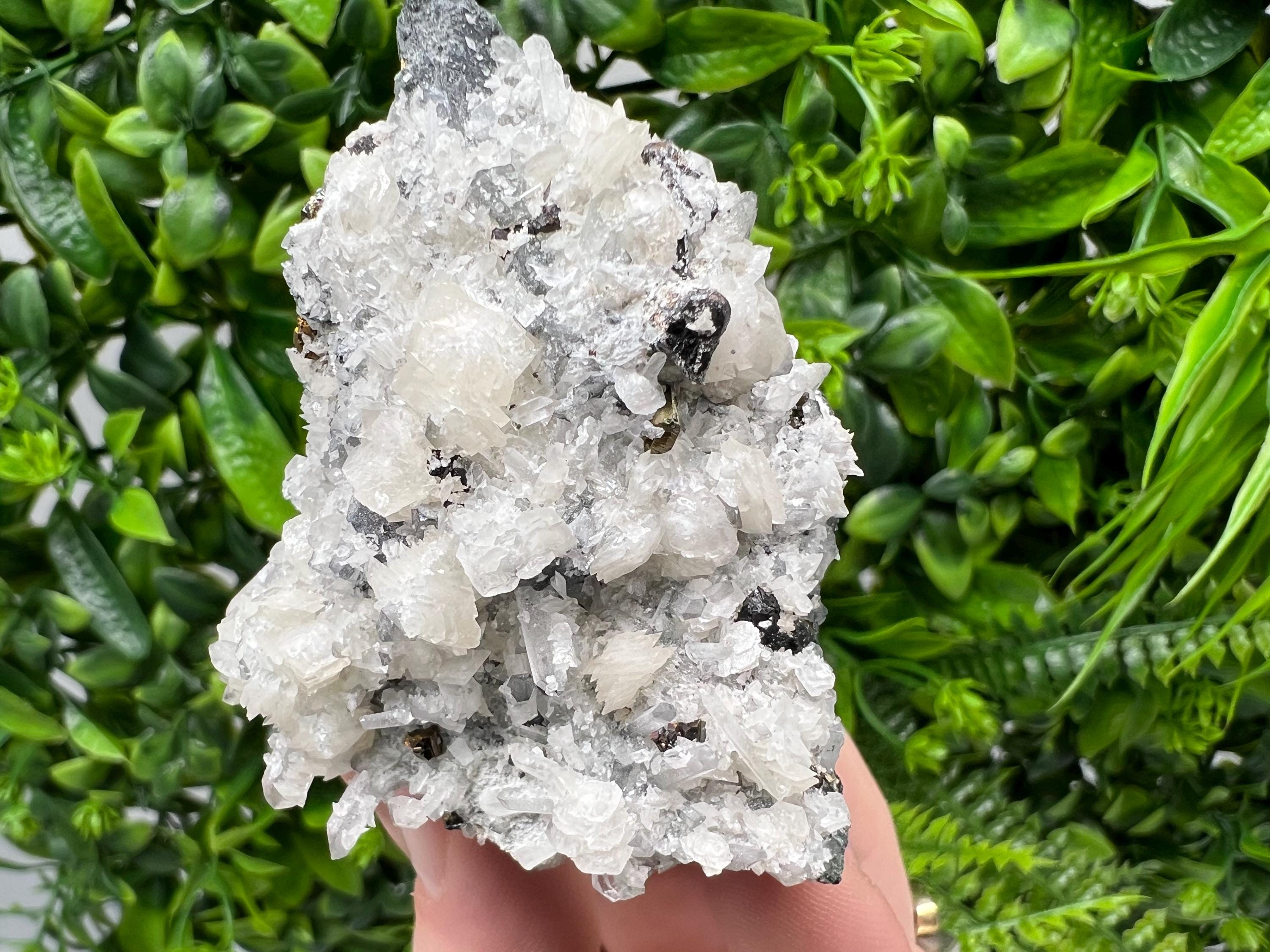 Calcite on Quartz Mineral Specimen, Borieva Mine, Bulgaria
