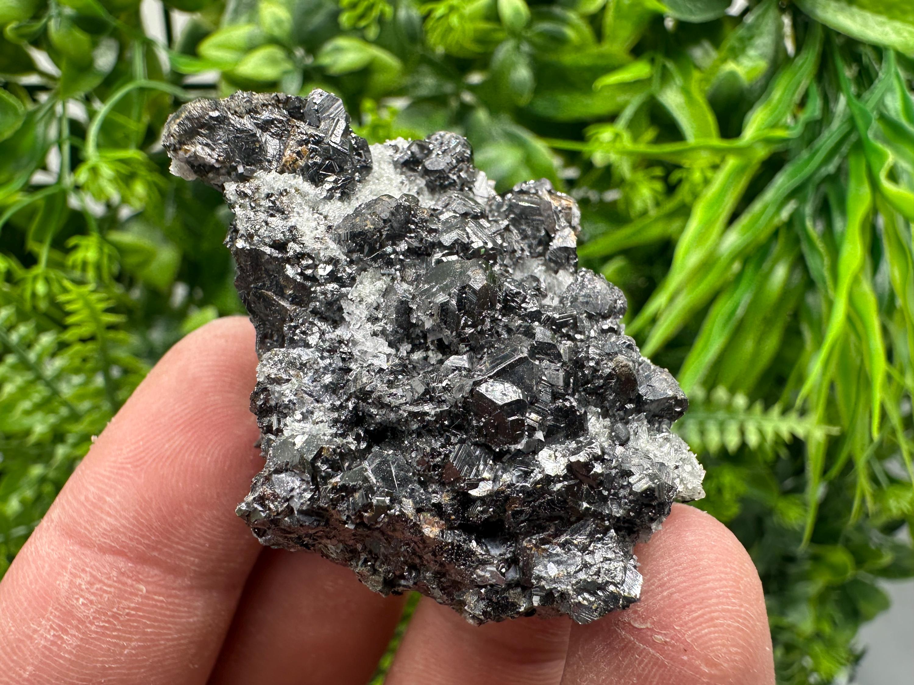 Sphalerite on Green Quartz, Borieva Mine Mineral Specimen