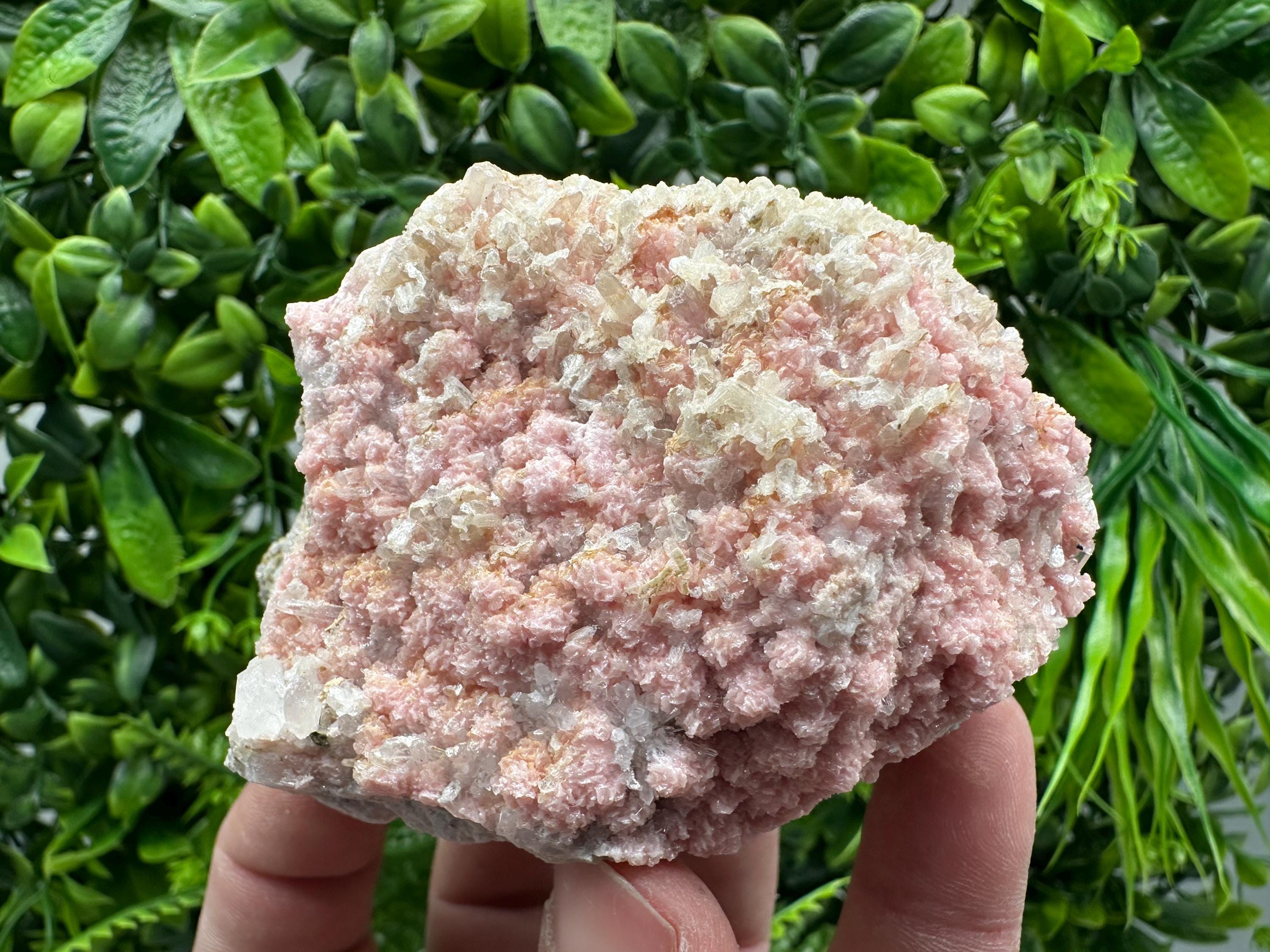 Rhodochrosite on Quartz, Starnica Mine, Bulgaria