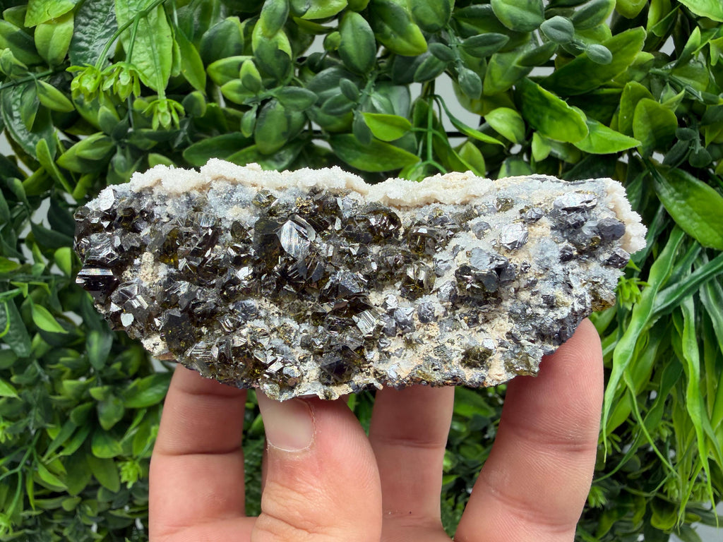 Sphalerite Cleiopfane on Quartz Mineral Specimen, Krushev Dol Mine, Bulgaria Home Decor Stone