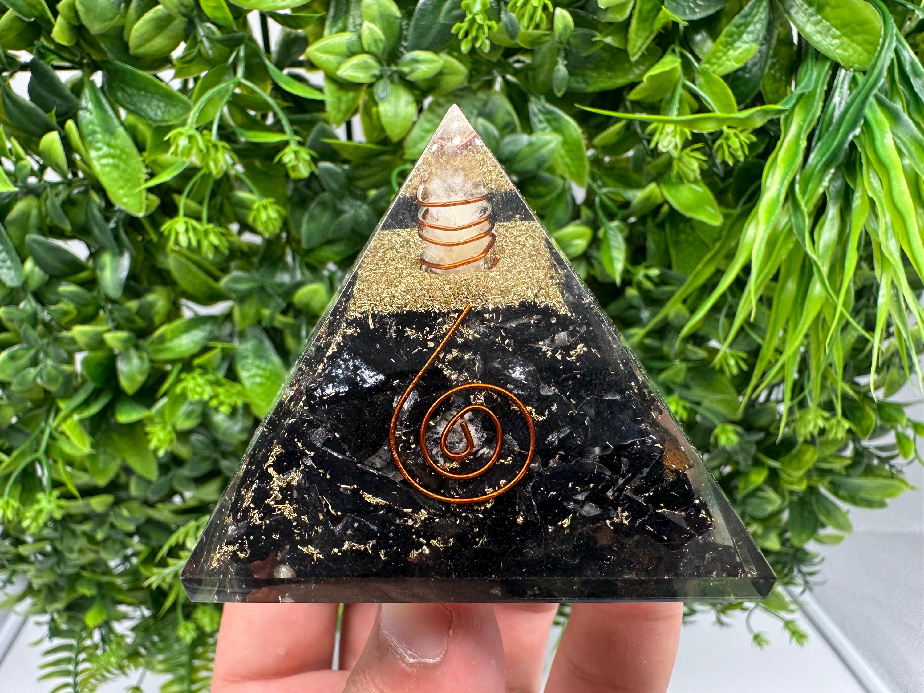 Black Tourmaline Orgonite Pyramid: Handmade Healing Energy Chakra Protection