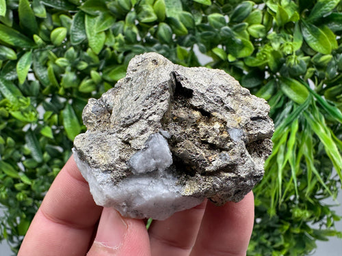 Chalcopyrite, Marcasite on Chalcedony: Androvo Mine Barite Cluster