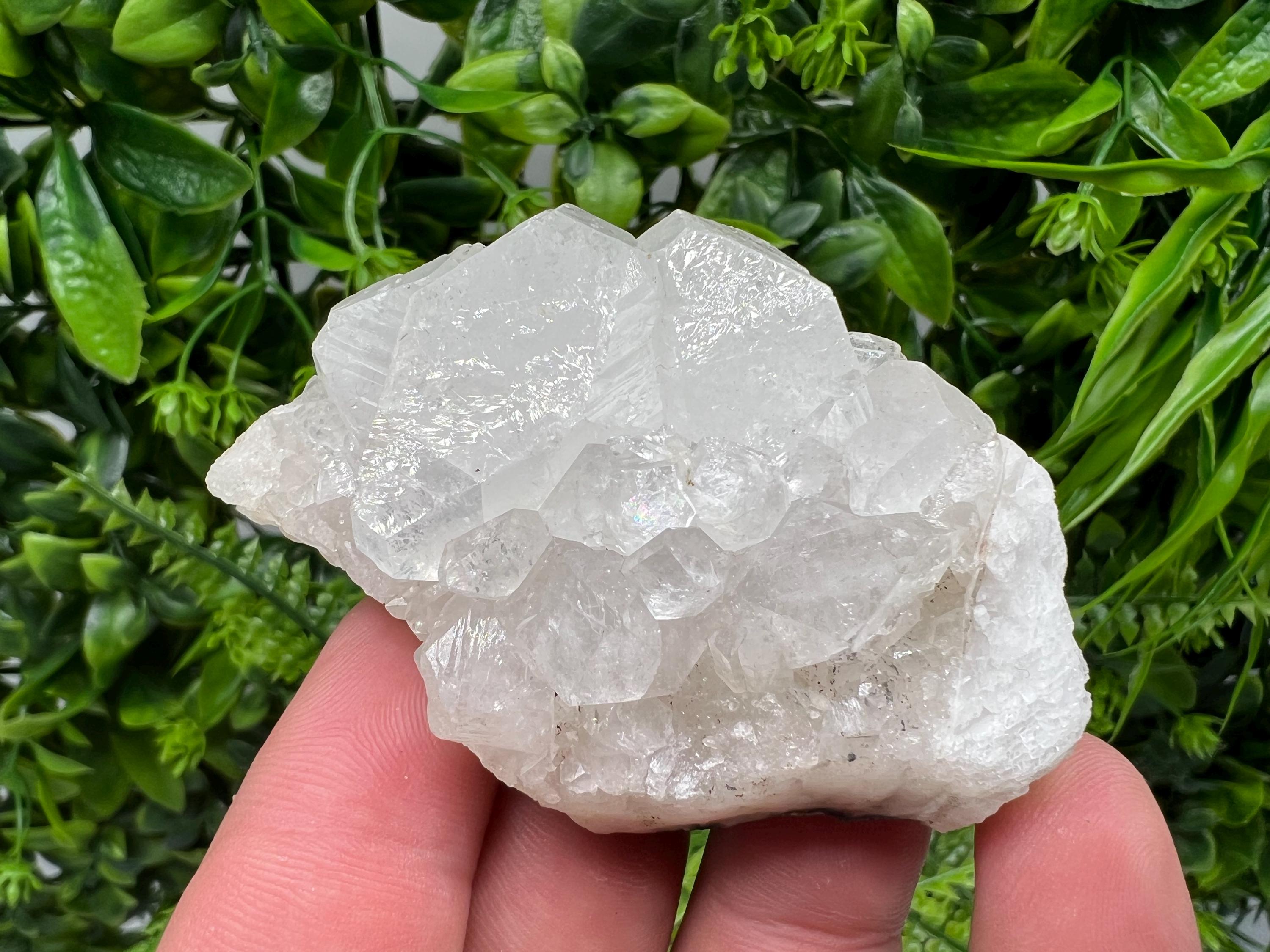 Transparent Apophyllite on Chalcedony, Natural Crystal Mineral Specimen, India