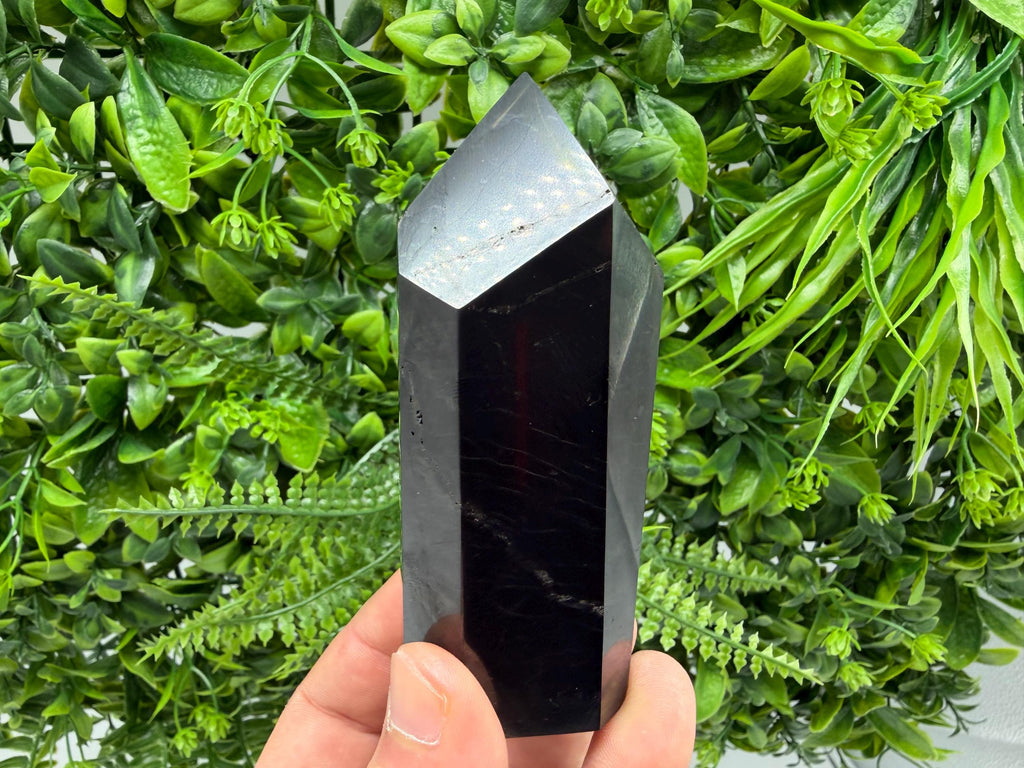 Shungite Tower,free form Shungite point EMF Neutralizer Stone, Crystal Decor, 10cm height