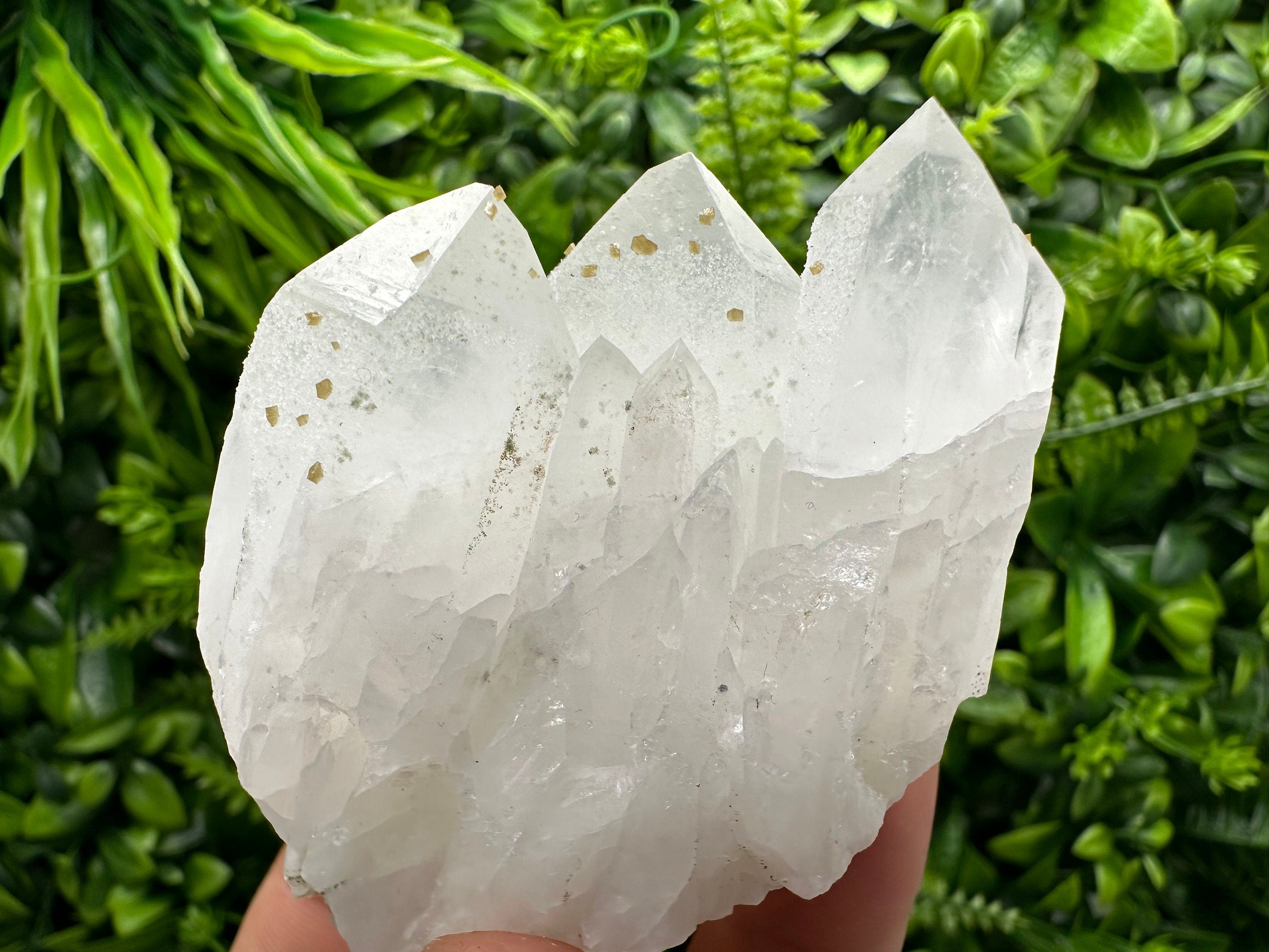 Quartz Cluster with Rhodochrosite and Chlorite Inclusions