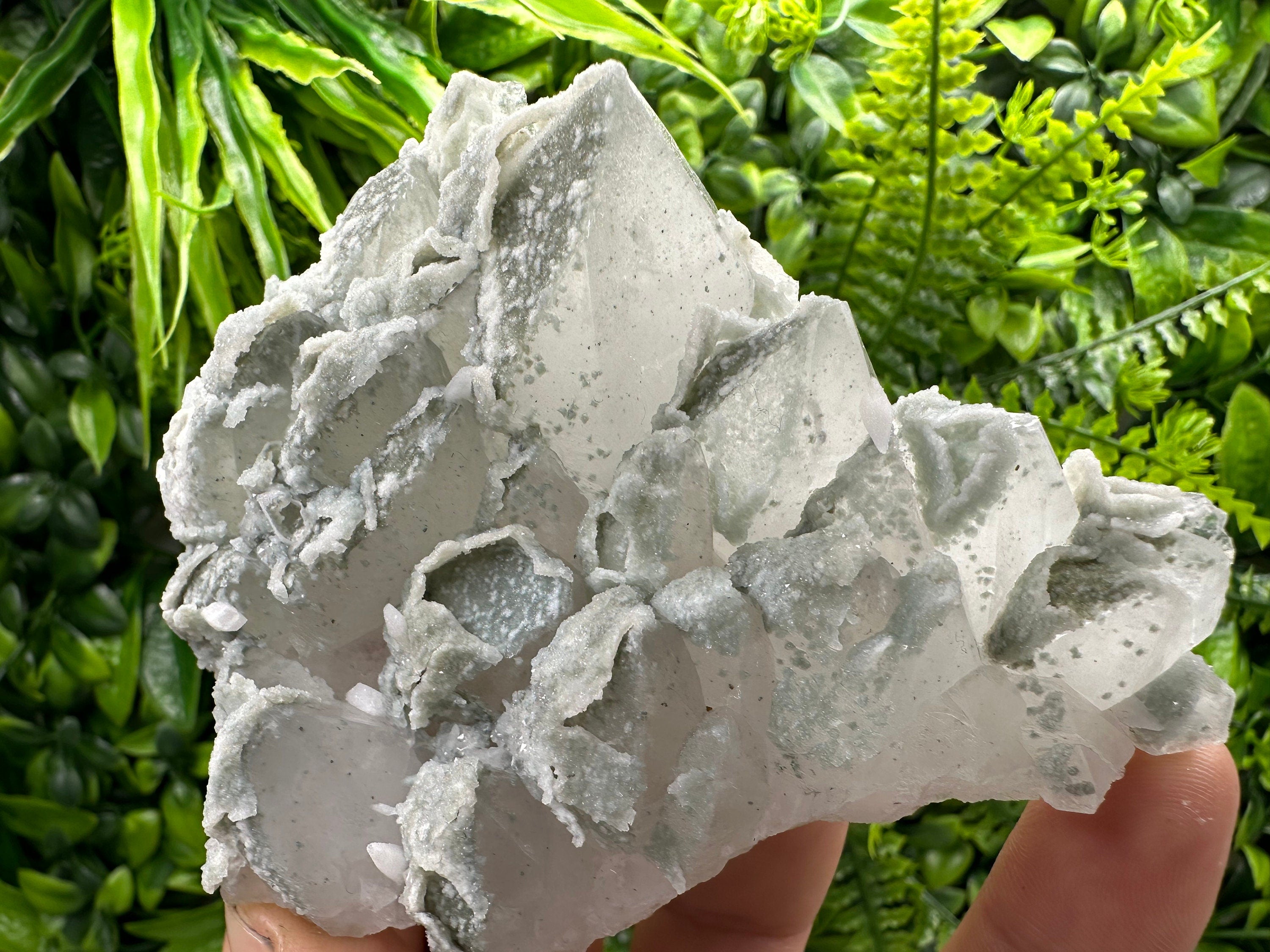 Quartz with Chalcedony and Chlorite: Natural Crystal Decor