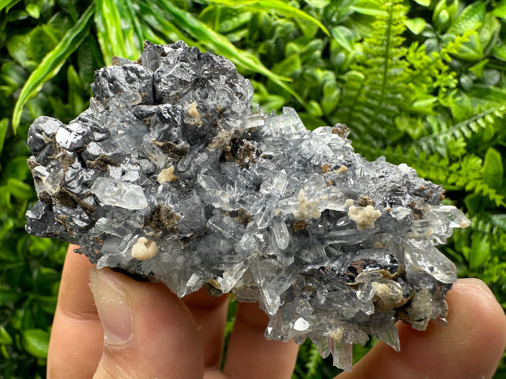Spinel Galena on Transparent Quartz Mineral Specimen