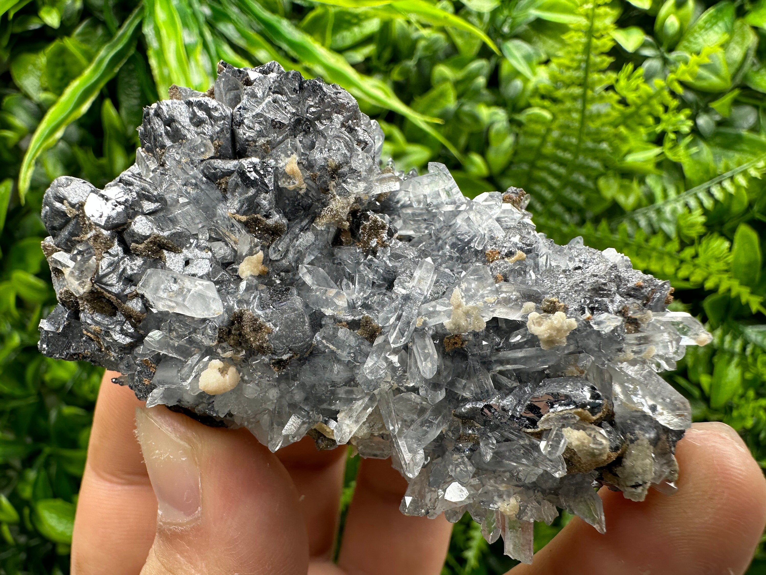 Spinel Galena on Transparent Quartz Mineral Specimen