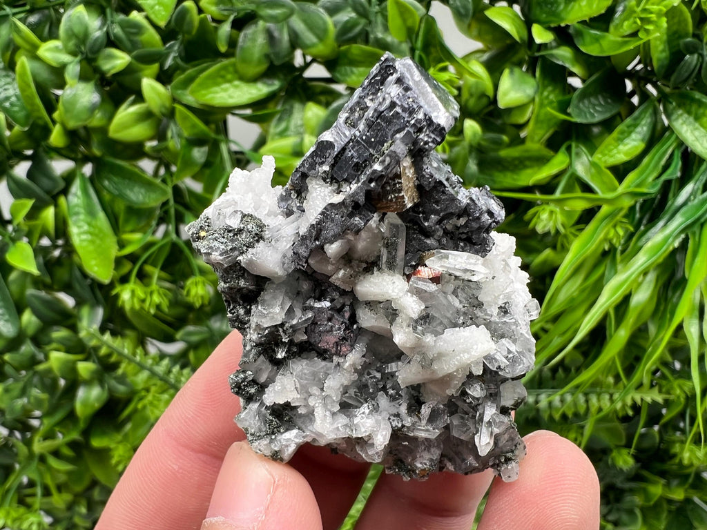 Galena Chalcopyrite on Calcite and Quartz, Natural Mineral Collection, Borieva Bulgaria