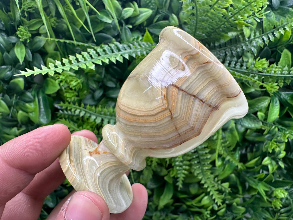 Vintage Natural Onyx Goblet: Unique Stone Cup (7cm)