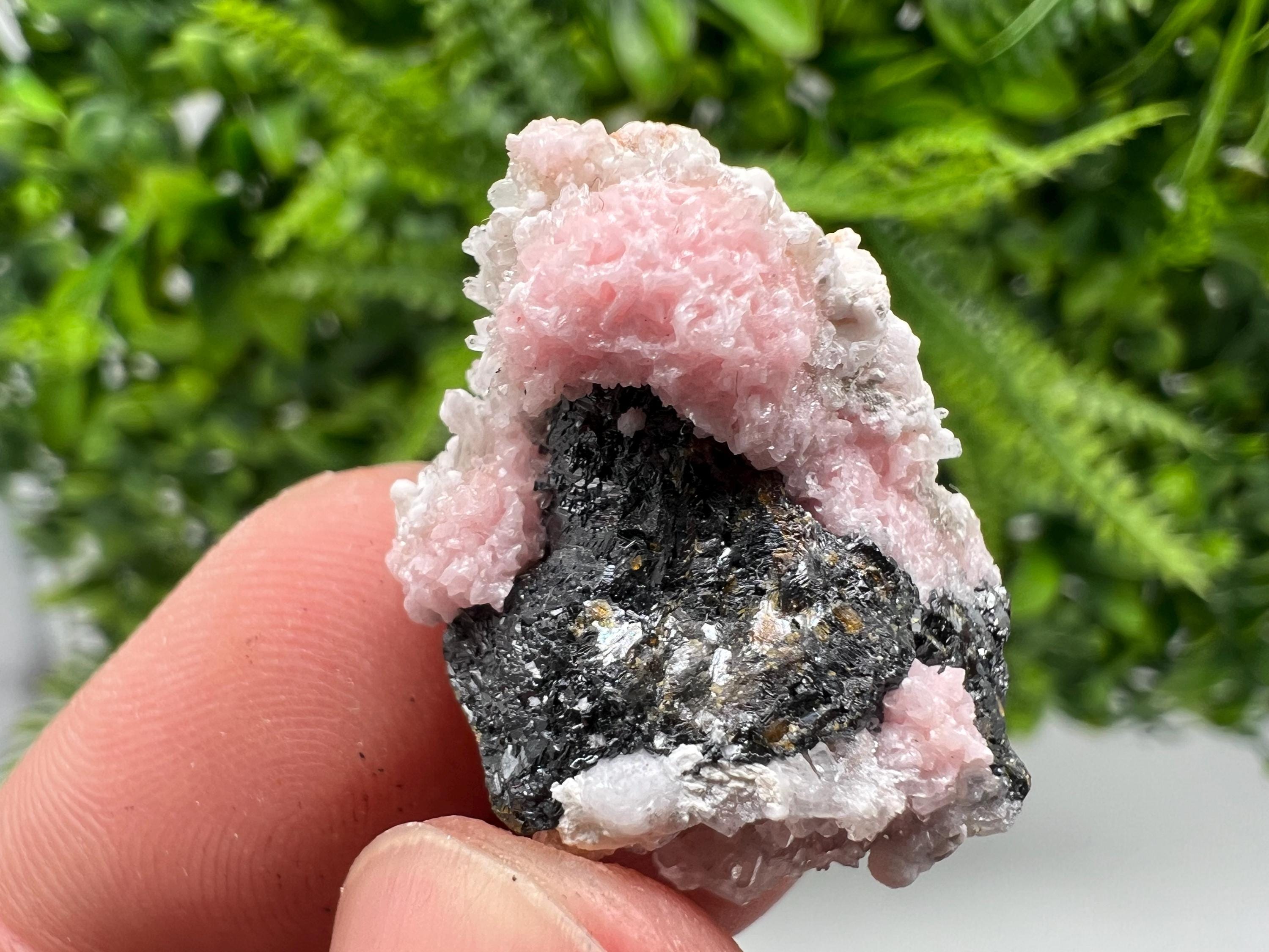Rhodochrosite on Quartz: Pink Mineral Specimen, Starnica Mine