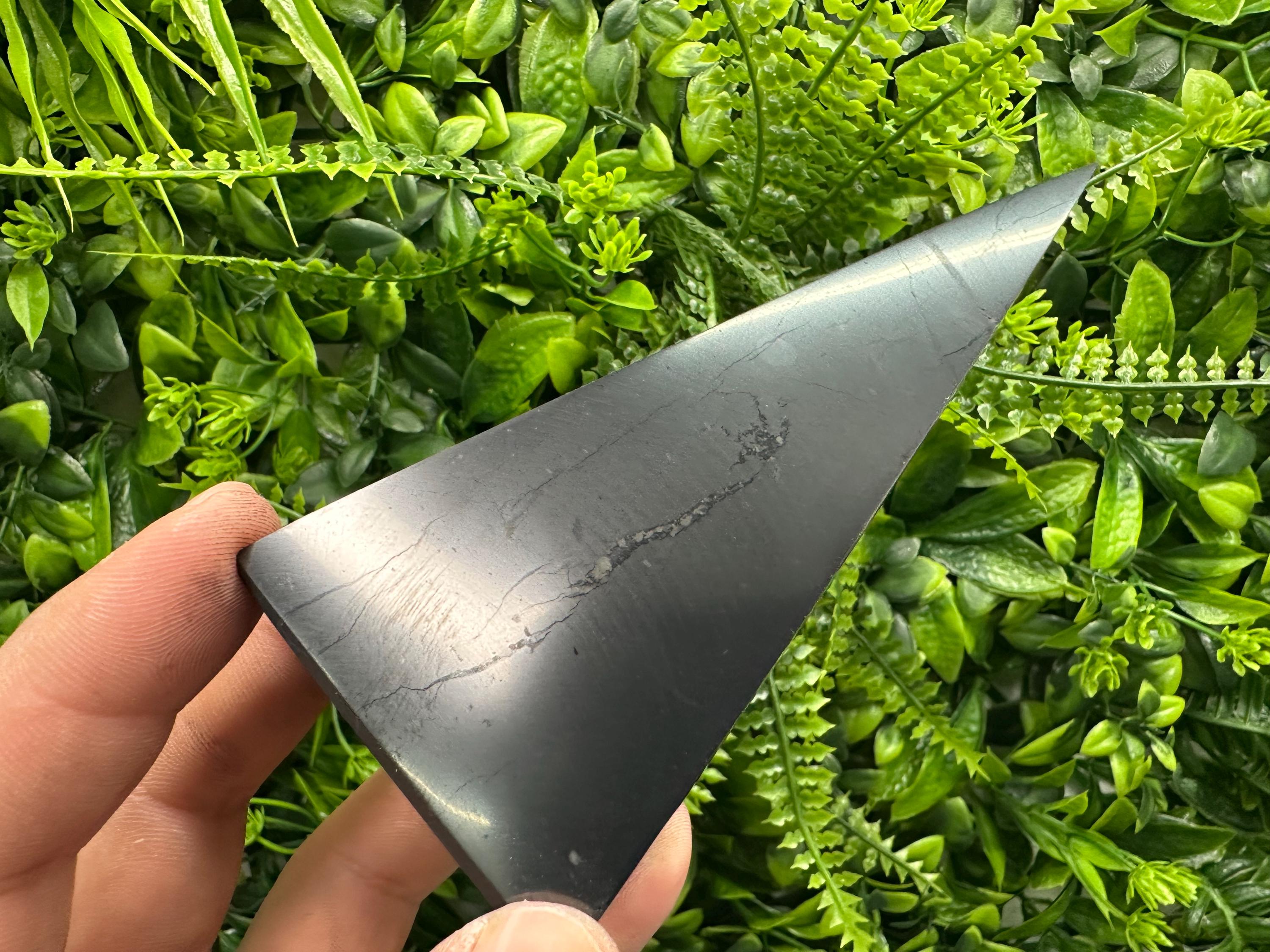 Shungite Crystal Pyramid (10cm): EMF & 5G Protection, Healing Stone