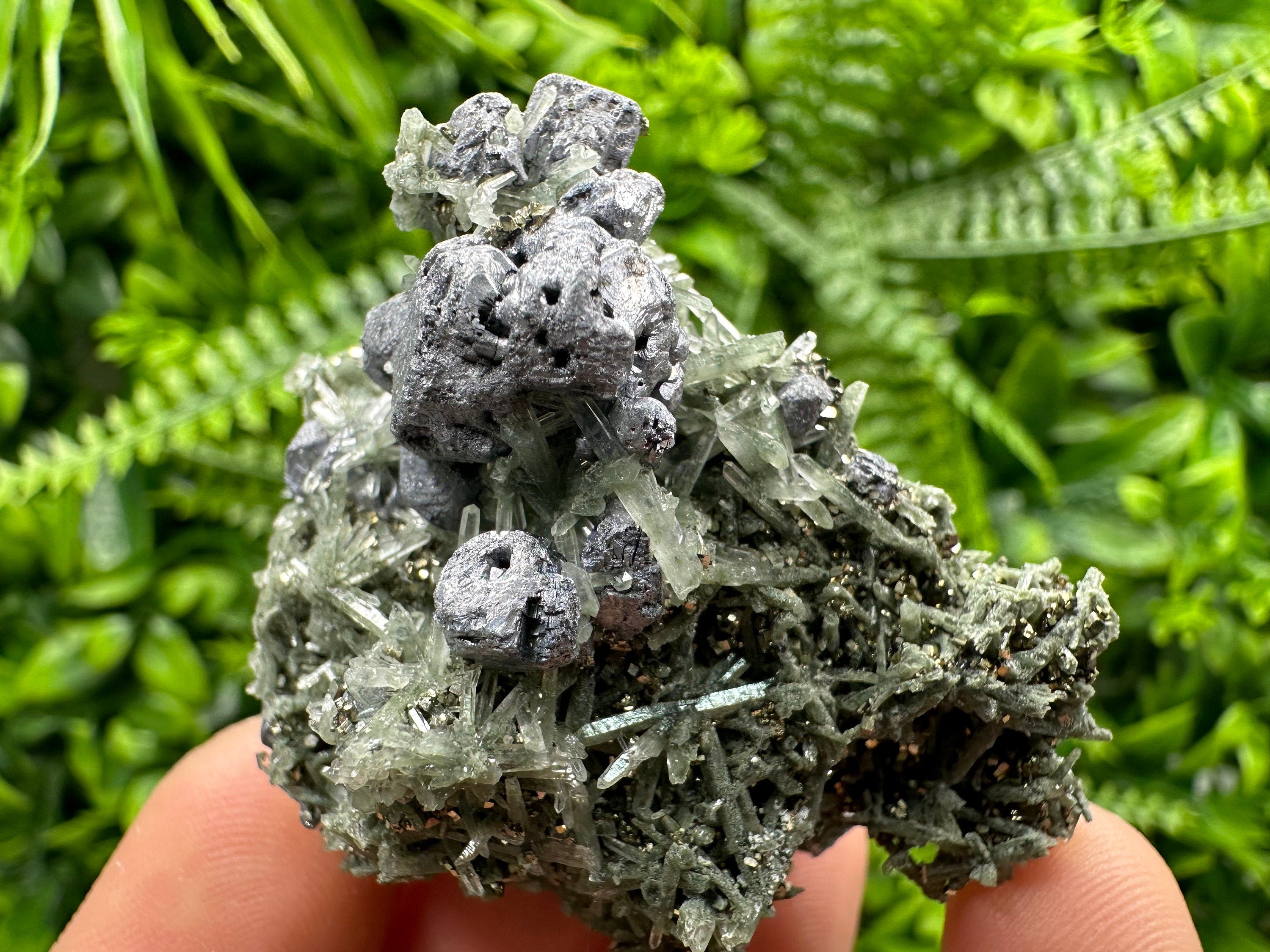 Galena Pyrite on Quartz: Borieva Mine Mineral Decor Stone