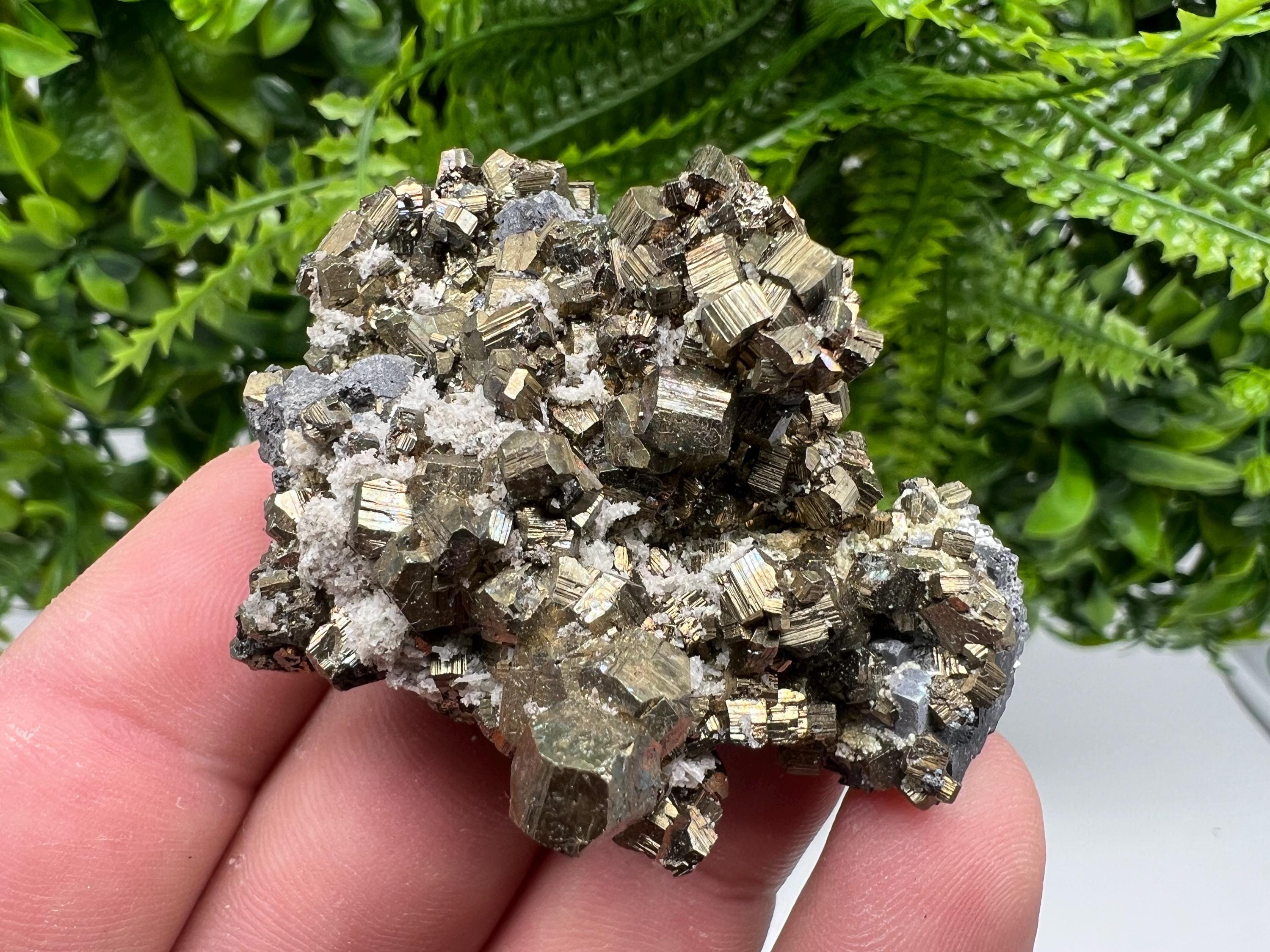 Rare Pyrite Cluster: Golden Rainbow Crystallization, Borieva Mine
