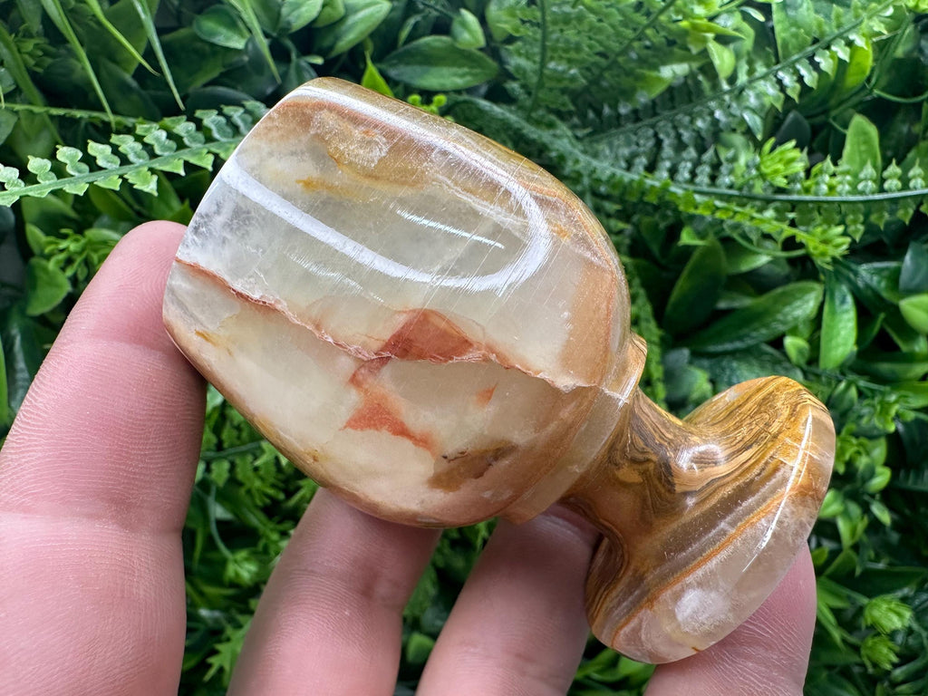 Vintage Natural Onyx Goblet: Unique Stone Wine Cup
