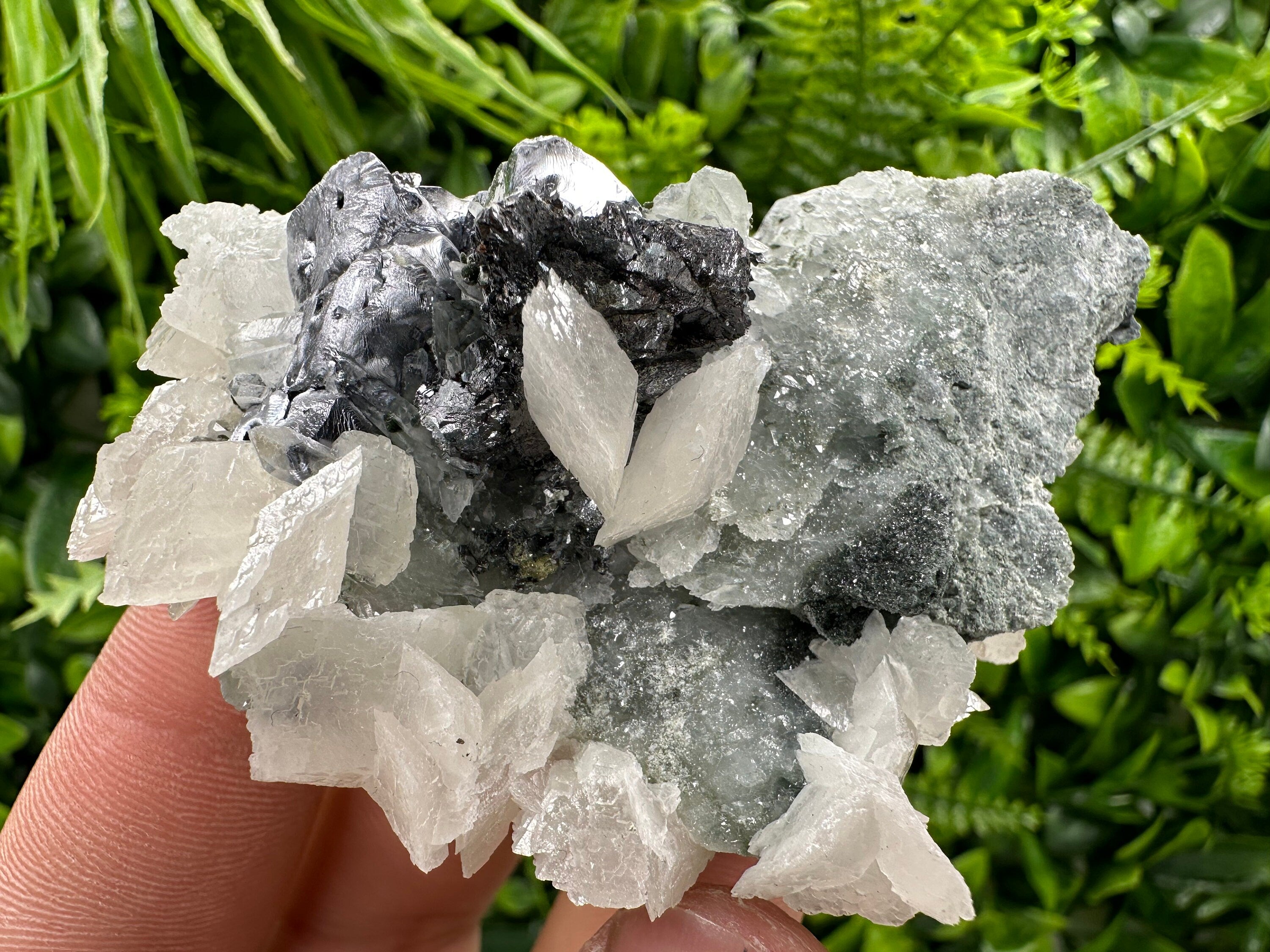 Galena Sphalerite Calcite Cluster, Borieva Mine Mineral Specimen