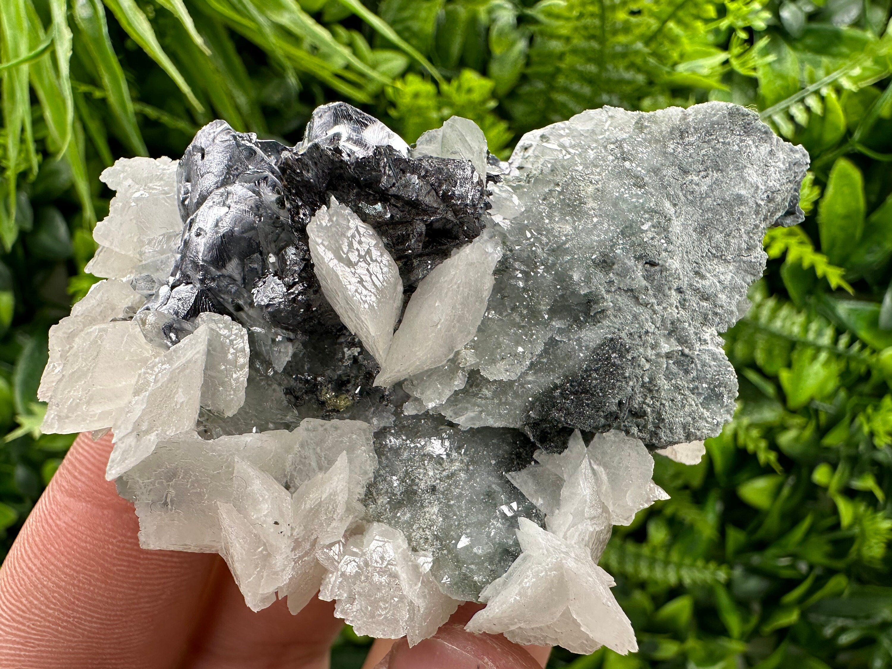 Galena Sphalerite Calcite Cluster, Borieva Mine Mineral Specimen