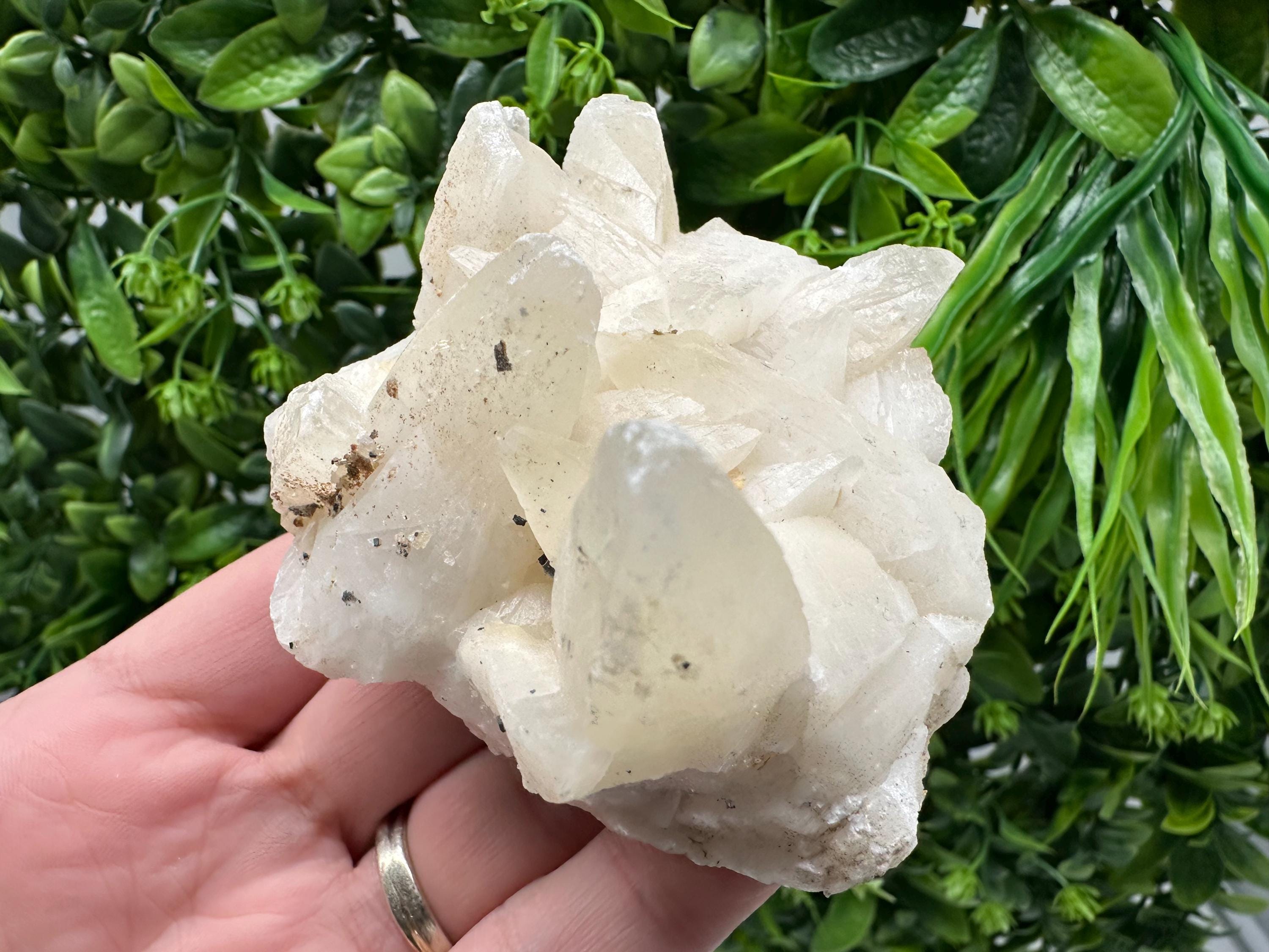 Calcite on Green Quartz: Laki Bulgaria Healing Crystal