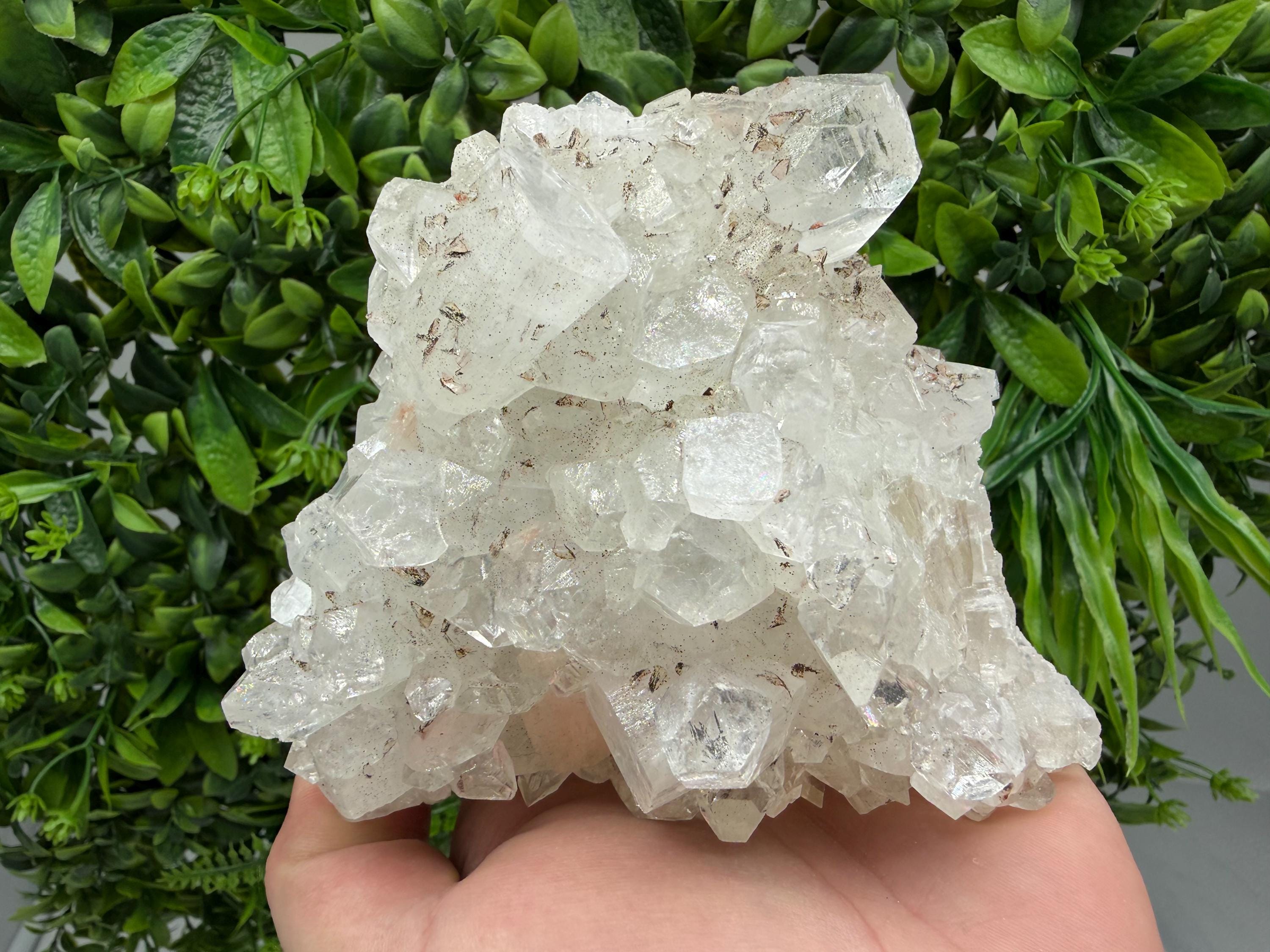 Apophyllite on Chalcedony Specimen: Transparent Crystal, India Minerals