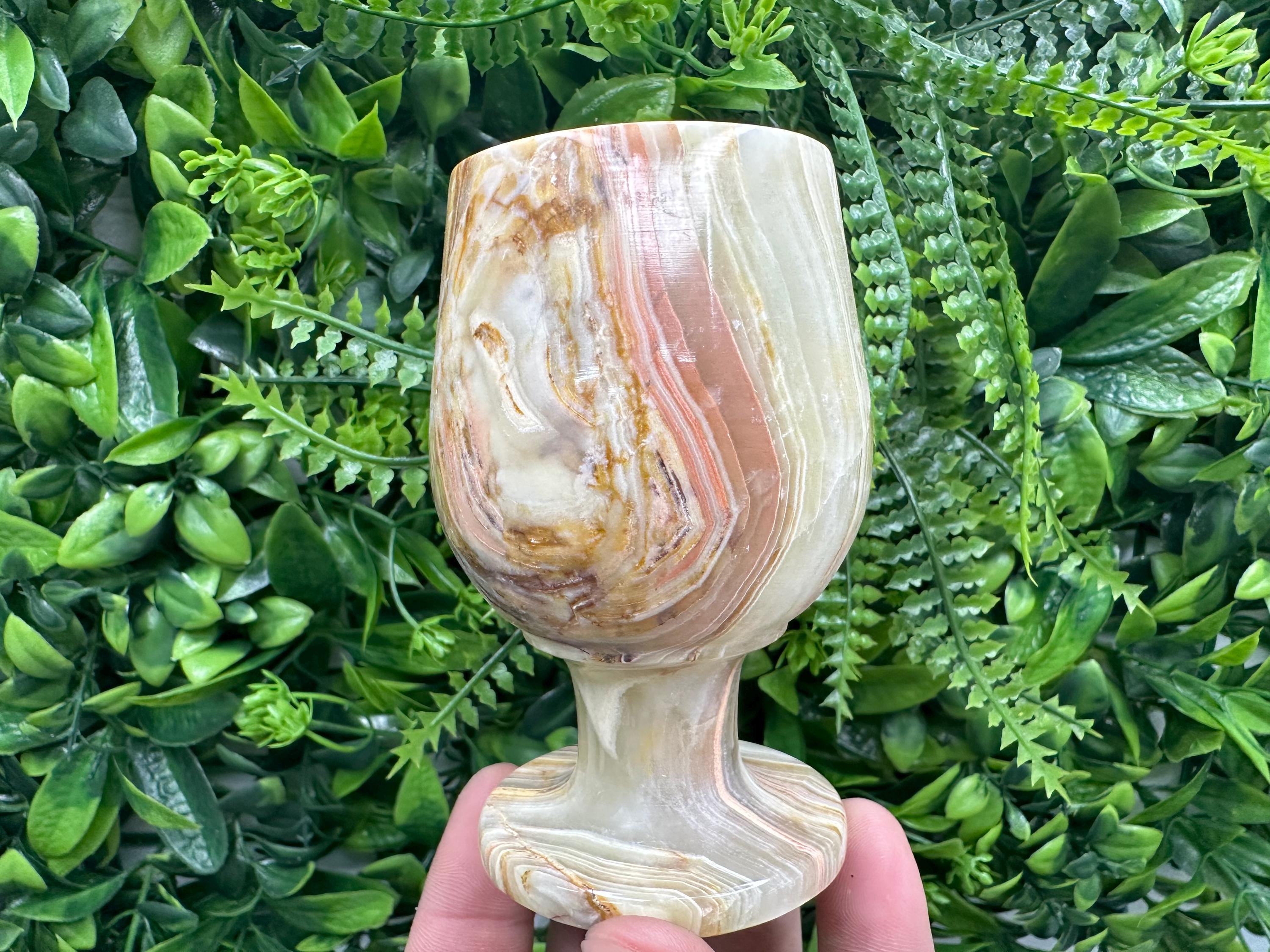 Vintage Onyx Wine Cup: Natural Stone Cordial Glass (10cm)