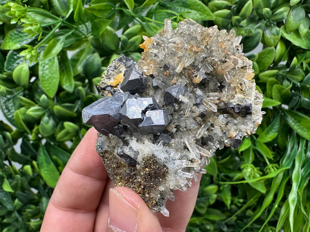 Stunning Shiny Galena,Sphalerite on needle Quartz,from Borieva mine,Bulgaria natural mine Souvenir crystal,collectors speciment,gift,stone