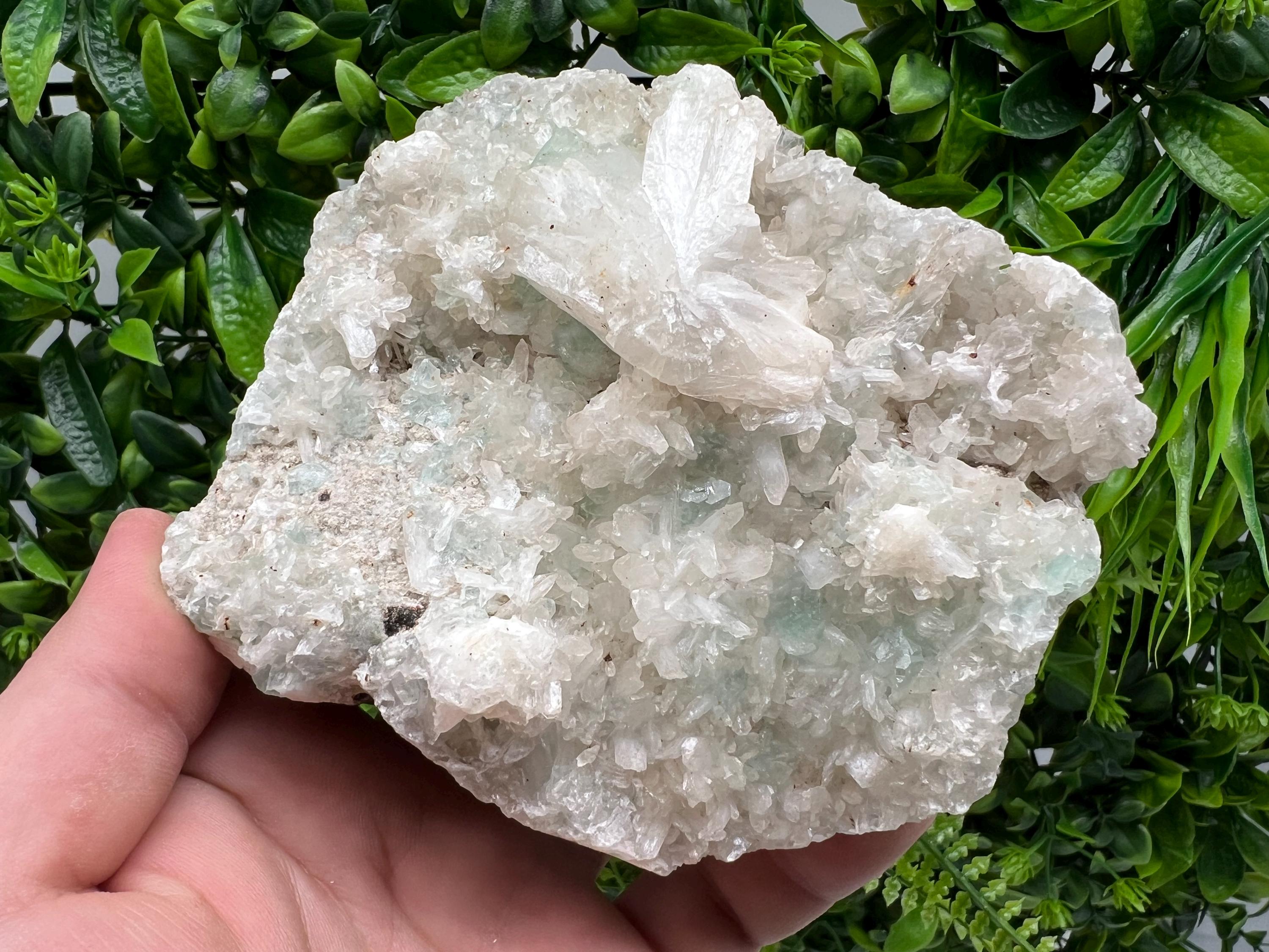 Transparent Apophyllite on Chalcedony, India Mineral Specimen