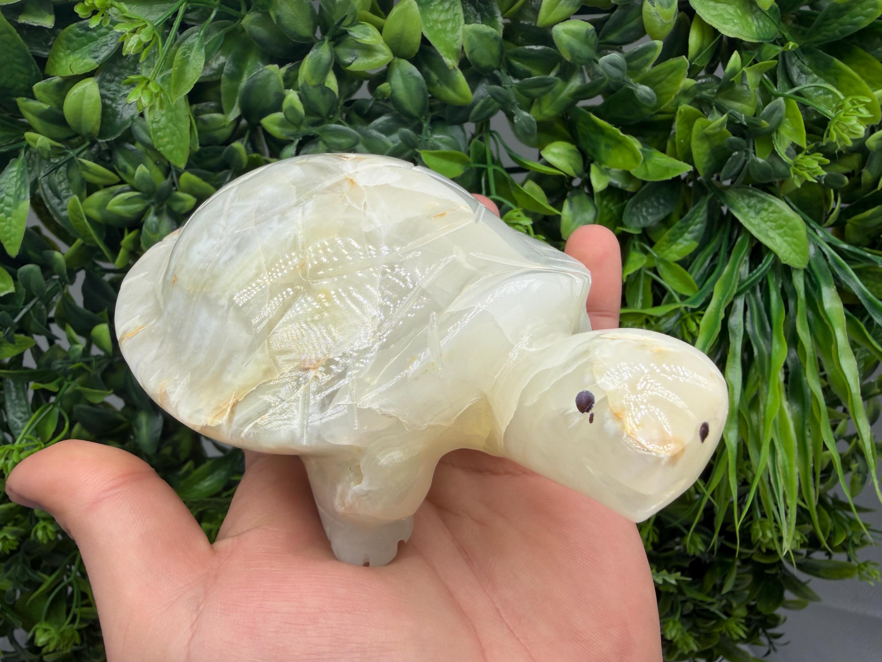 Green Onyx Turtle Figurine – Multigreen Onyx Crystal Animal, Harmony & Balance Decor