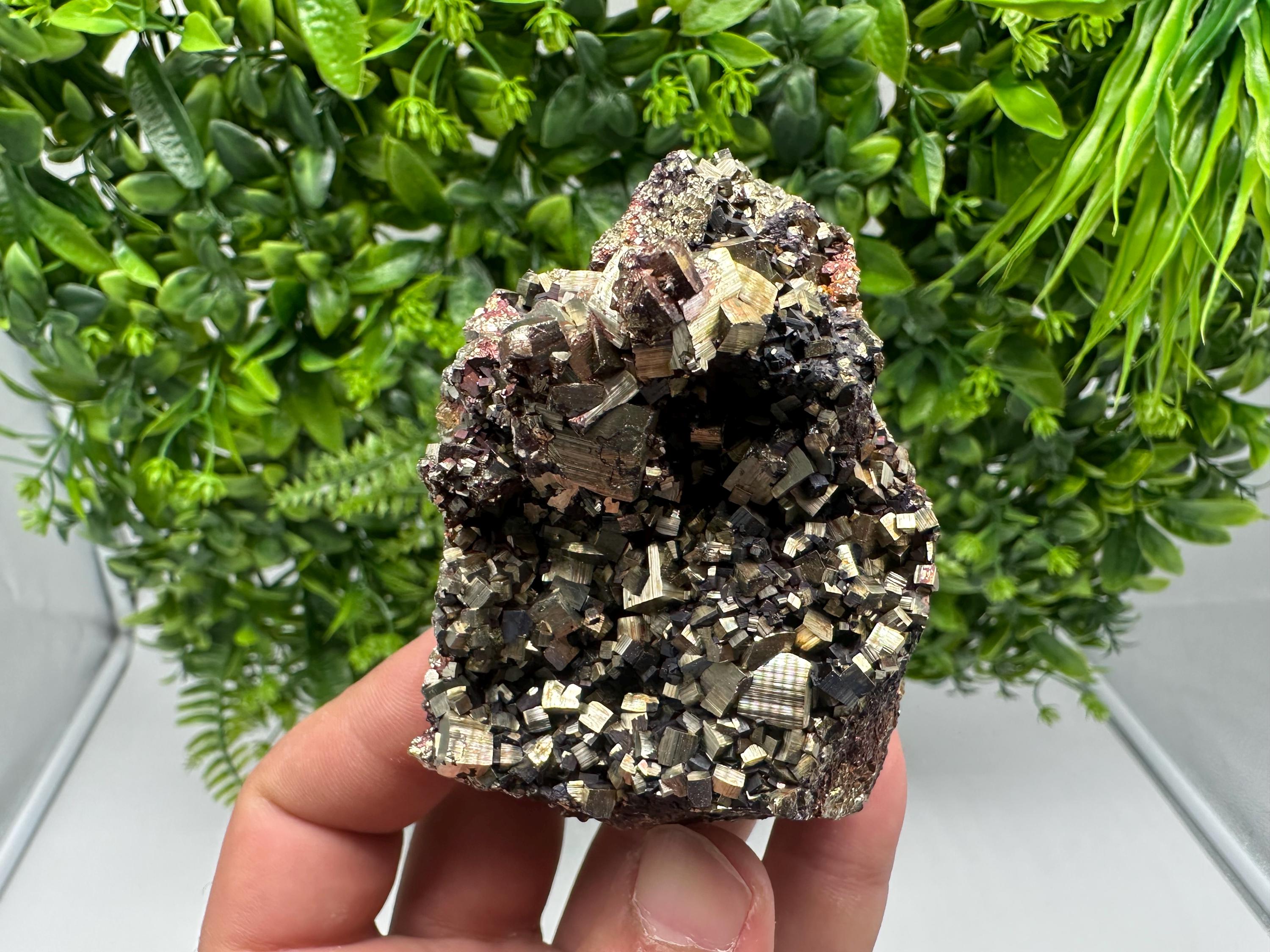 Rainbow Pyrite with Calcite, Natural Mineral Souvenir, Borieva Bulgaria