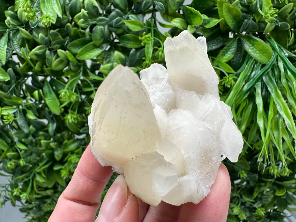 Calcite on Green Quartz: Laki Bulgaria Healing Crystal