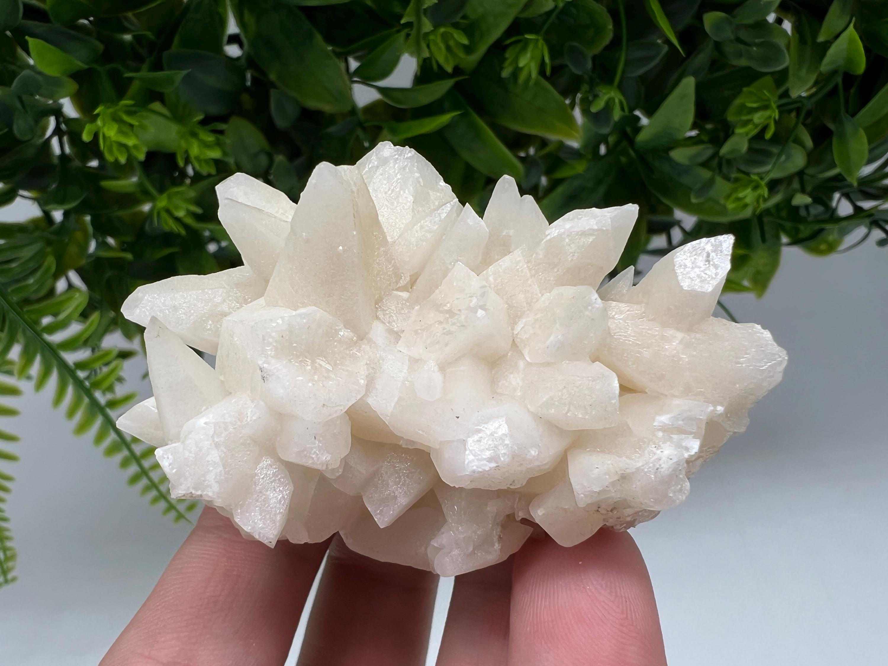 Calcite on Green Quartz: Djurcovo Mine, Bulgaria Healing Crystal