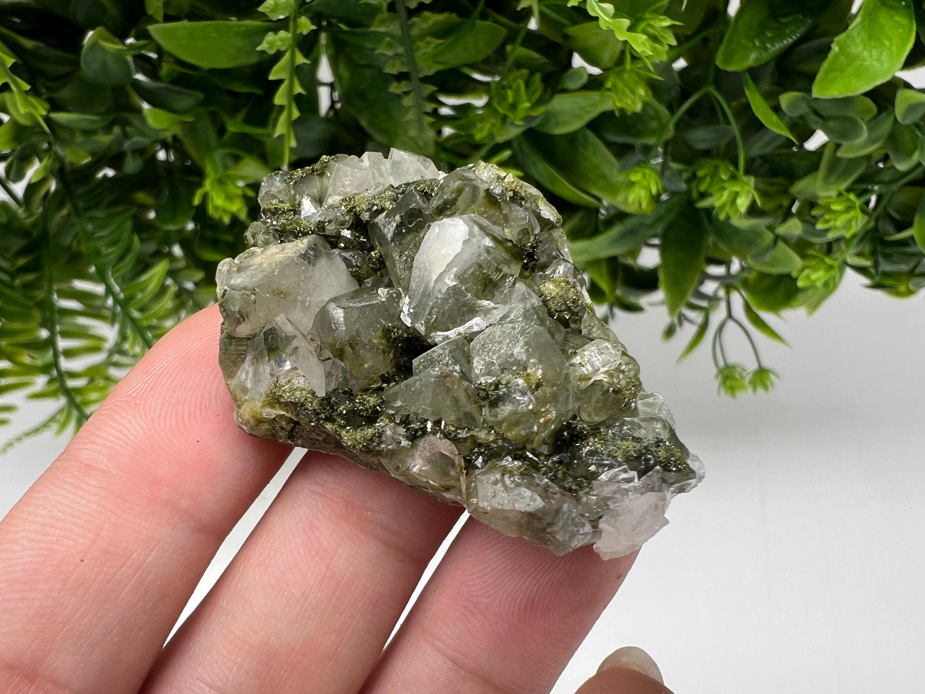 LARGE, Green Epidote with Quartz Crystals - Extremely Sparkly with Rainbows,souvenirs collection stone,gift,decor, Eastern Anatolian, Turkey