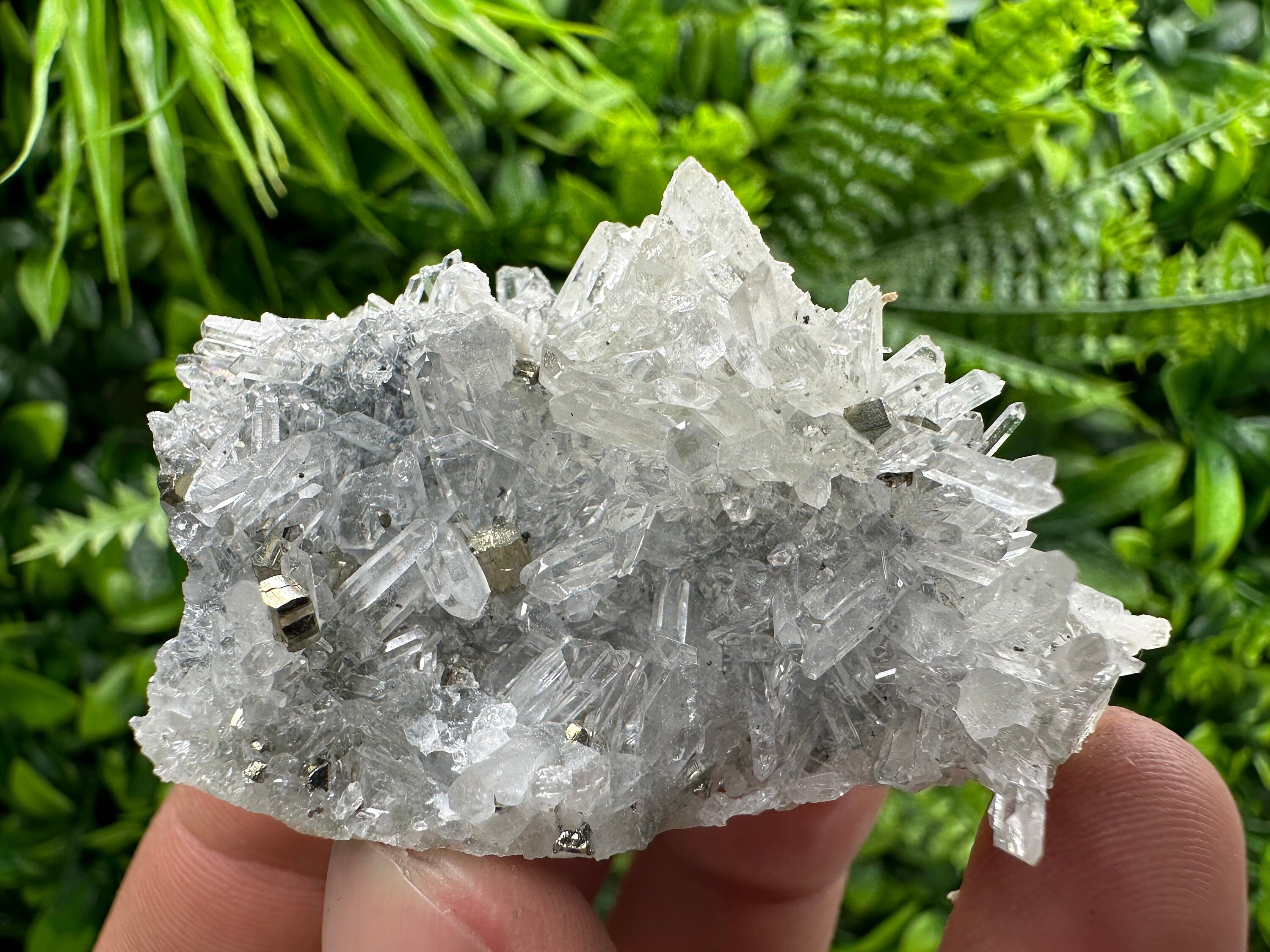 Pyrite on Needle Quartz: Borieva Mine Crystal Decor (6/4/3 cm)
