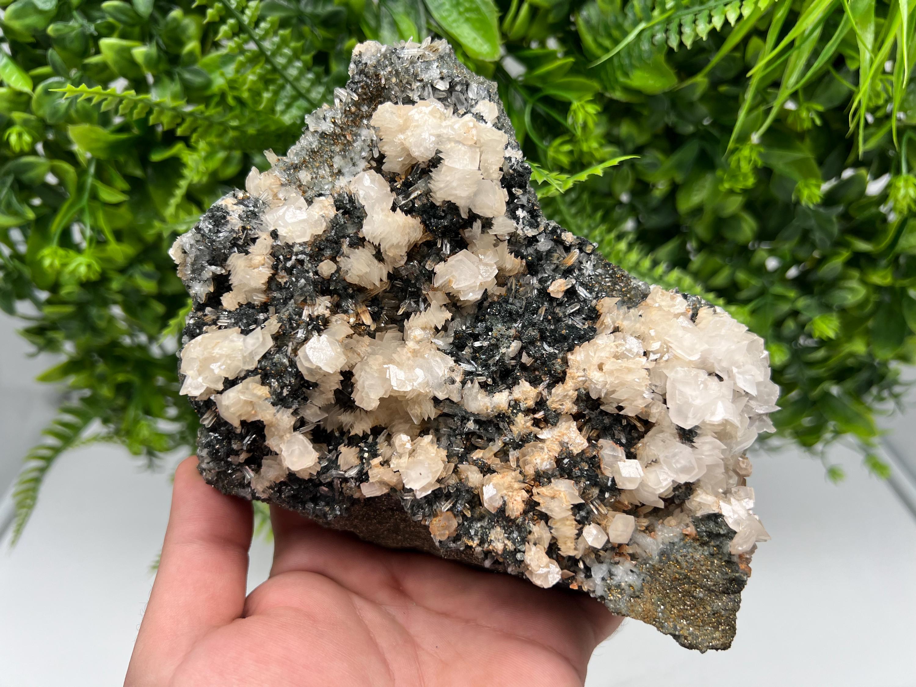 Wonderful Calcite on Quartz white Sphalerite, from Borieva mine,Bulgaria,natural,collection mineral specimen,Home decor crystal,gift,healing