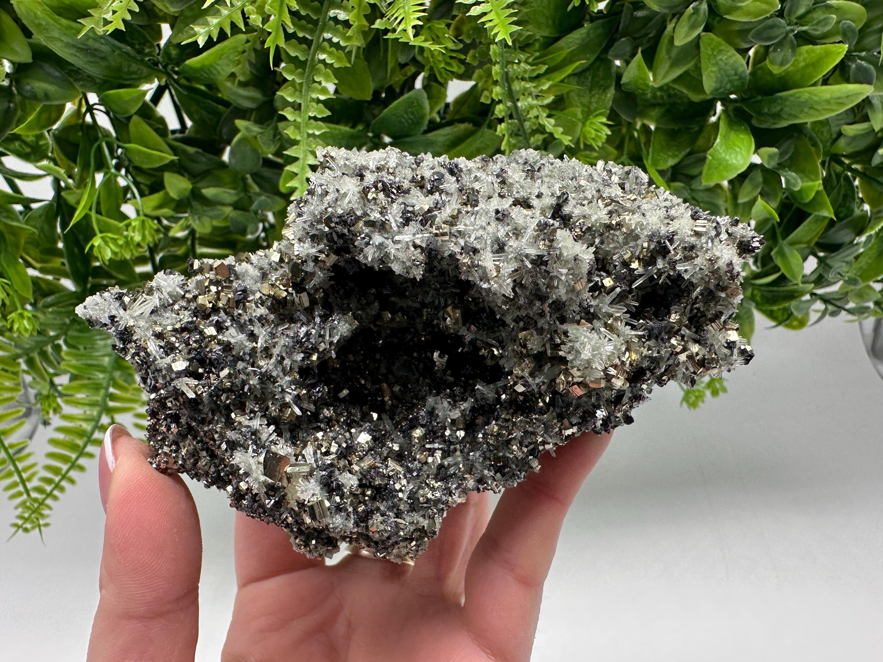 Stunning Pyrite on Quartz,Calcite from Borieva mine,Madan,Bulgaria,natural,collectible mineral specimen,home decor stone,collection crystal