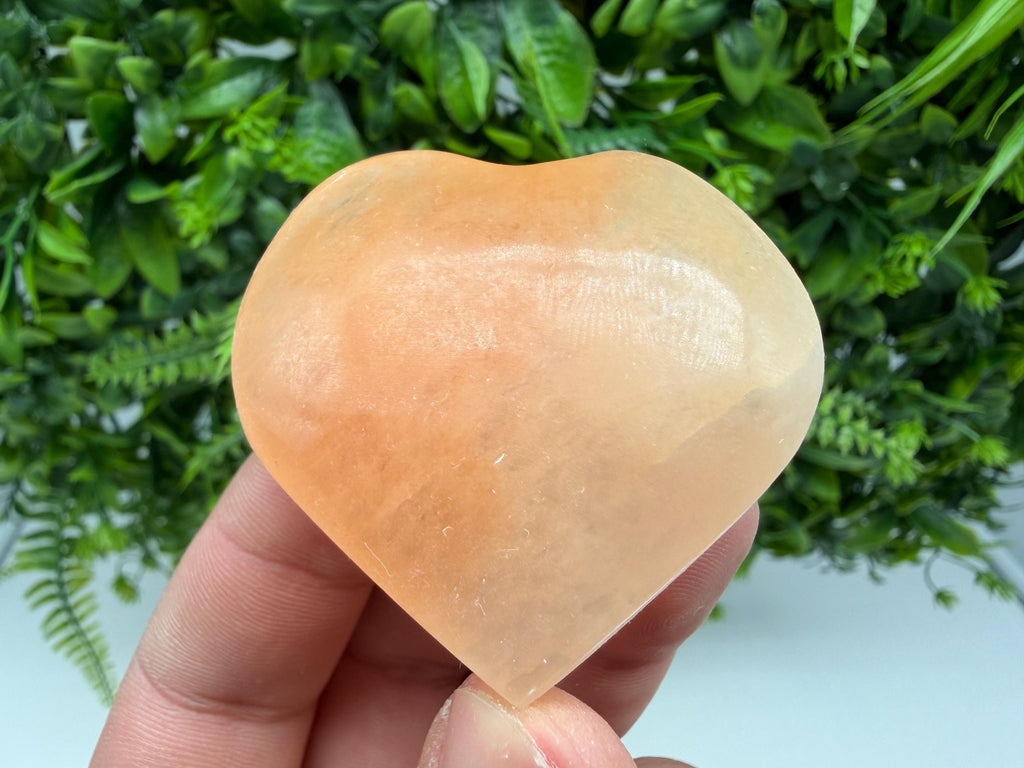 Orange Selenite Heart Crystal with Angel Wings – Spiritual Protection Stone