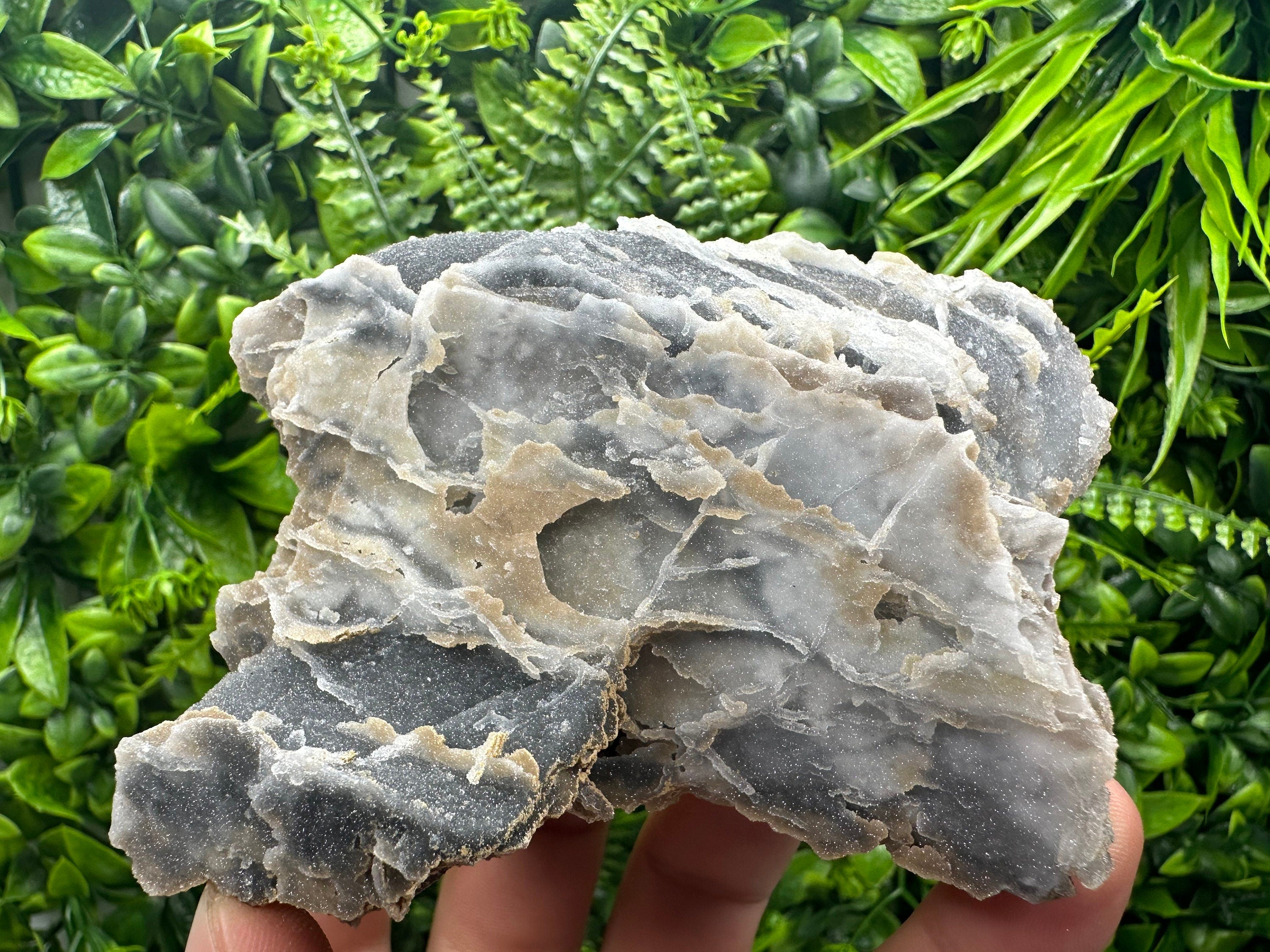 Blue Chalcedony Quartz with Chlorite Inclusions, Bulgaria Mineral Specimen