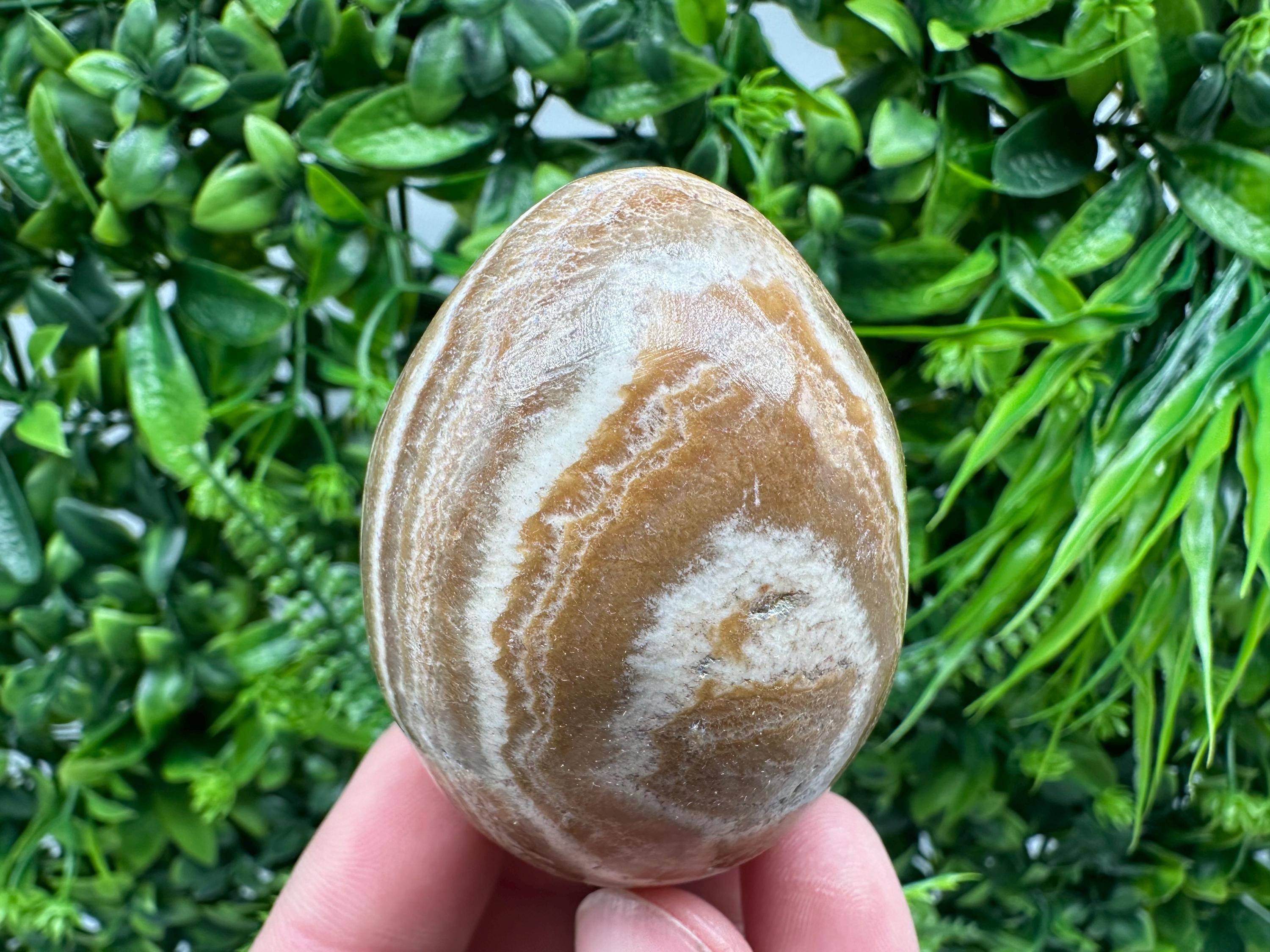 Polished Aragonite Stone Egg: Handmade Home Decor, Healing Crystal