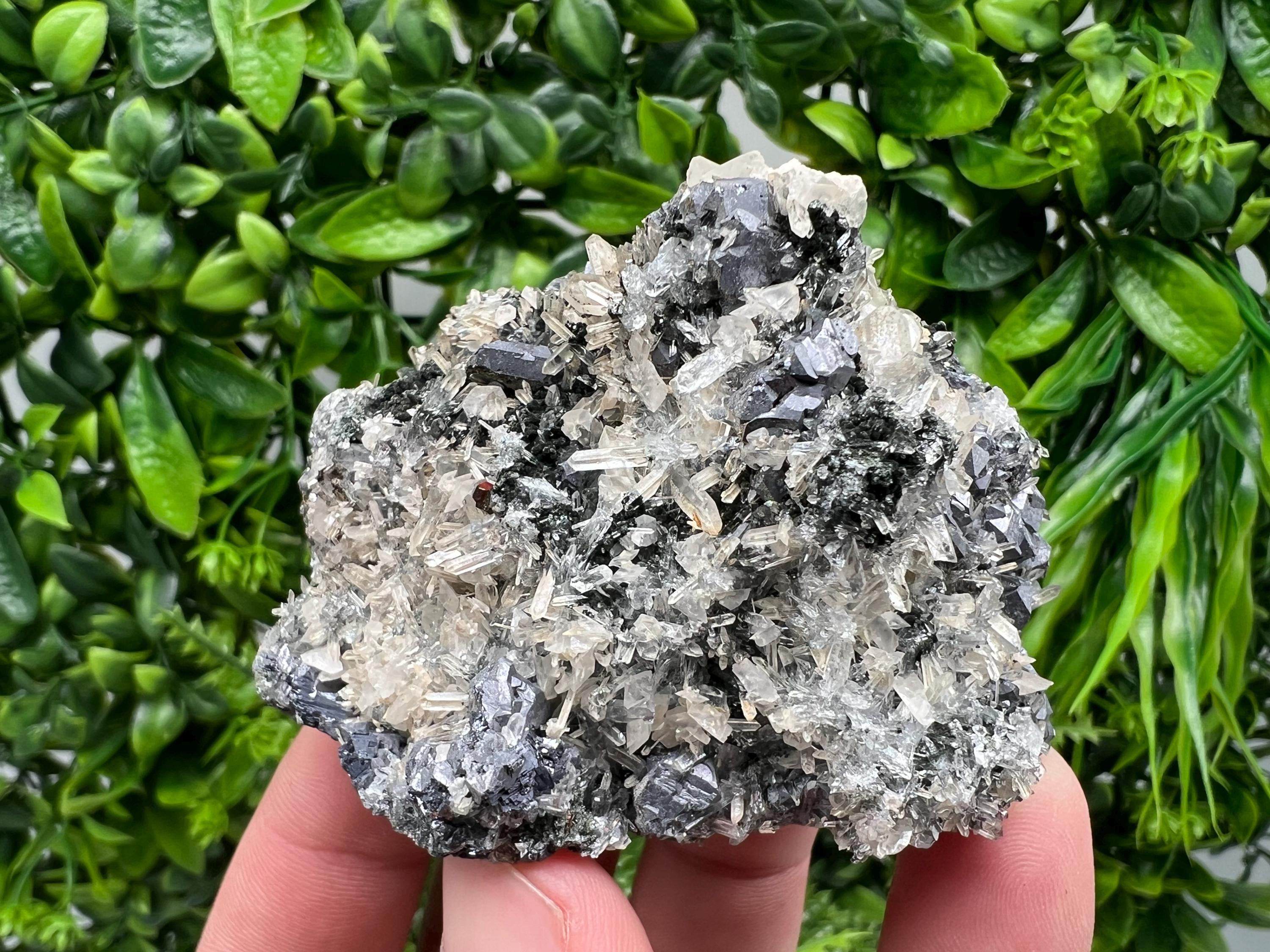 Galena Chalcopyrite on Calcite and Quartz, Bulgaria Mineral Specimen
