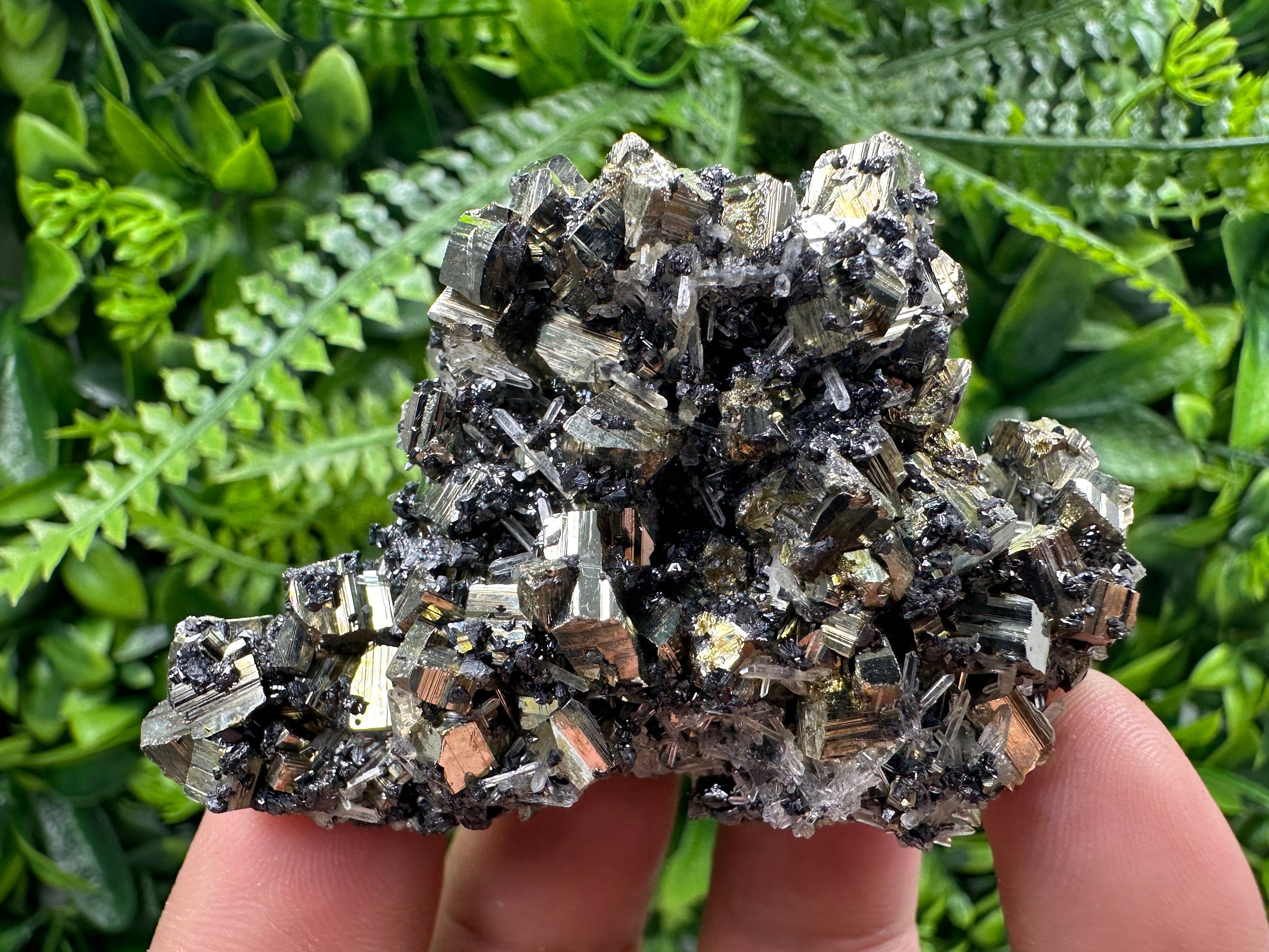 Rainbow Pyrite with Sphalerite and Quartz, Borieva Mine Mineral Specimen