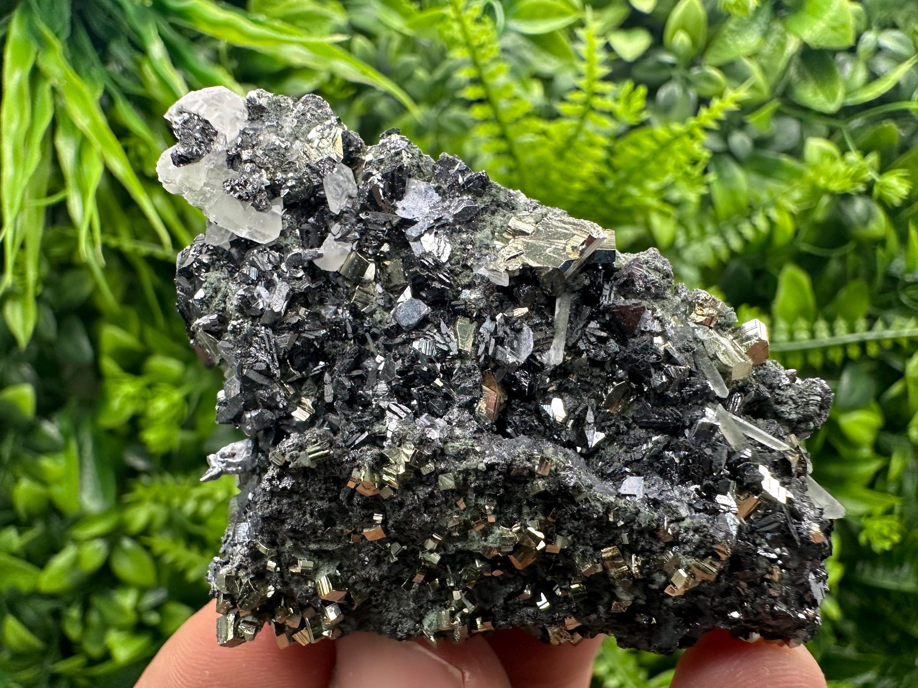 Sphalerite on Quartz with Pyrite, Borieva Mine Mineral Specimen