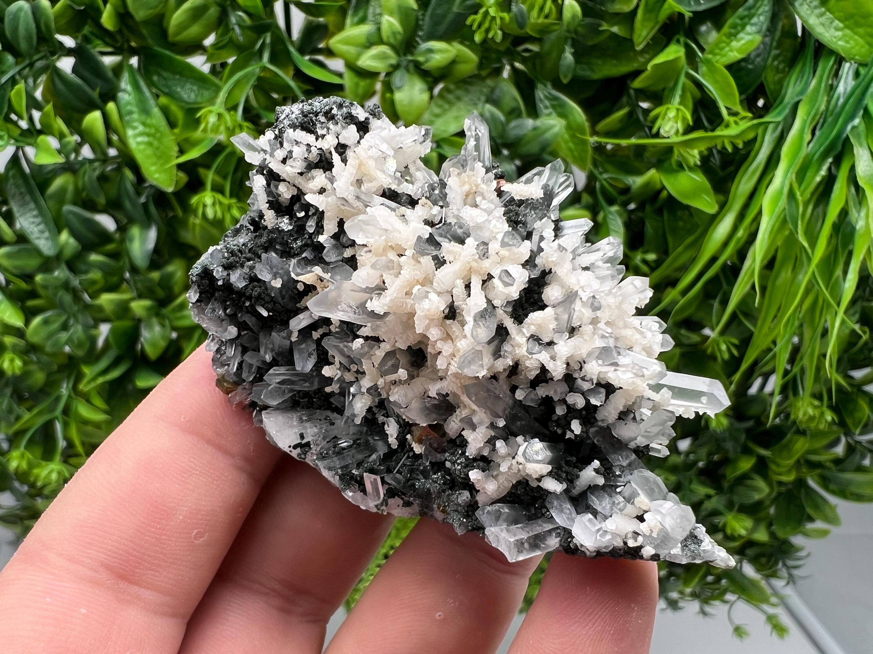 Wonderful Calcite,Quartz on Chlorite matrix,from Borieva mine,Madan,Bulgaria,natural collection mineral specimen,rare crystal,home decor