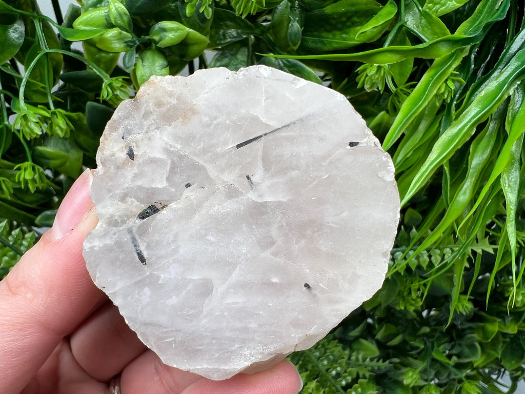 Polished Quartz Slab with Black Tourmaline Inclusions
