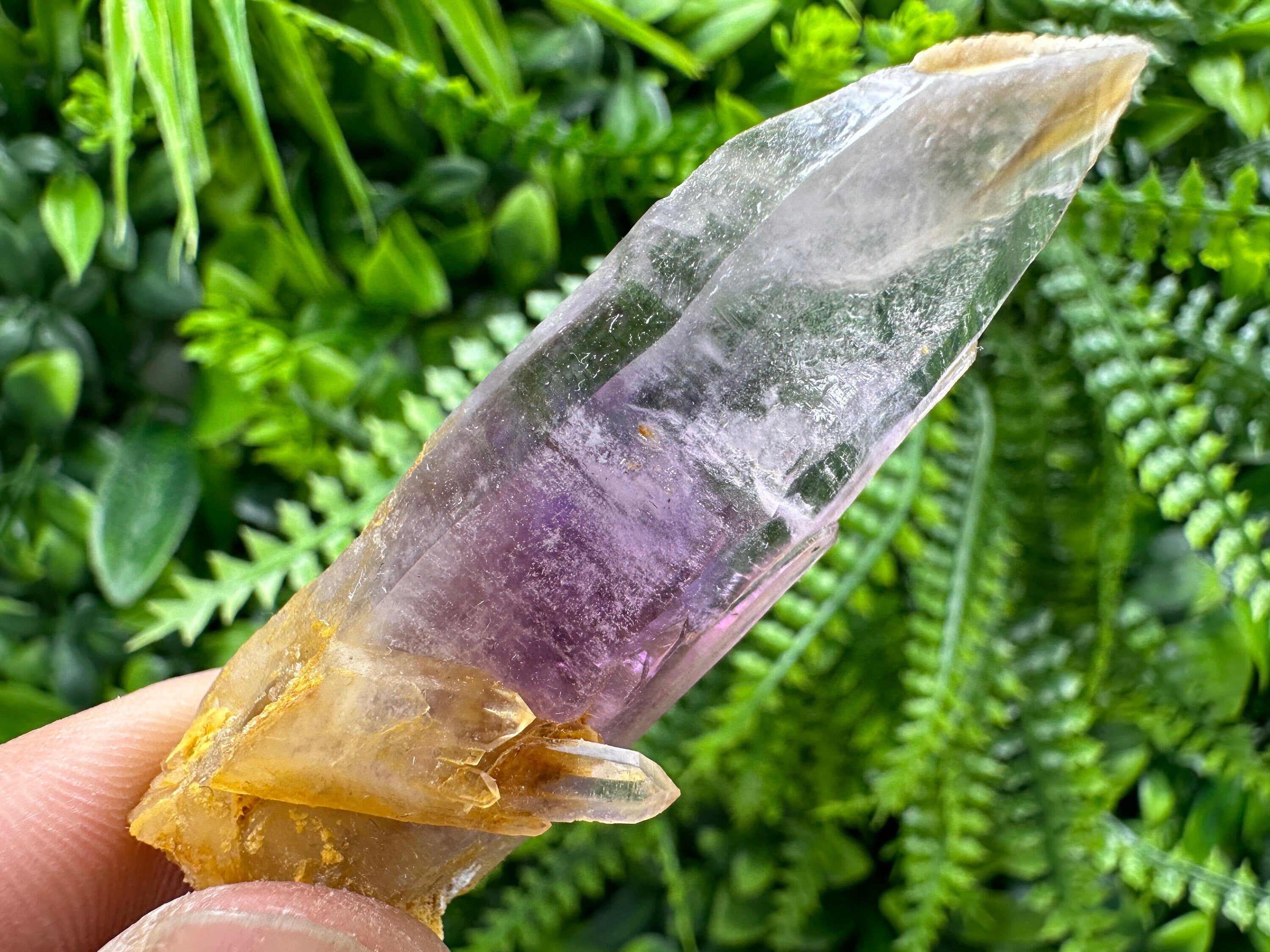 Amethyst Phantom Crystal with Cerussite, Bulgarian Mineral Specimen