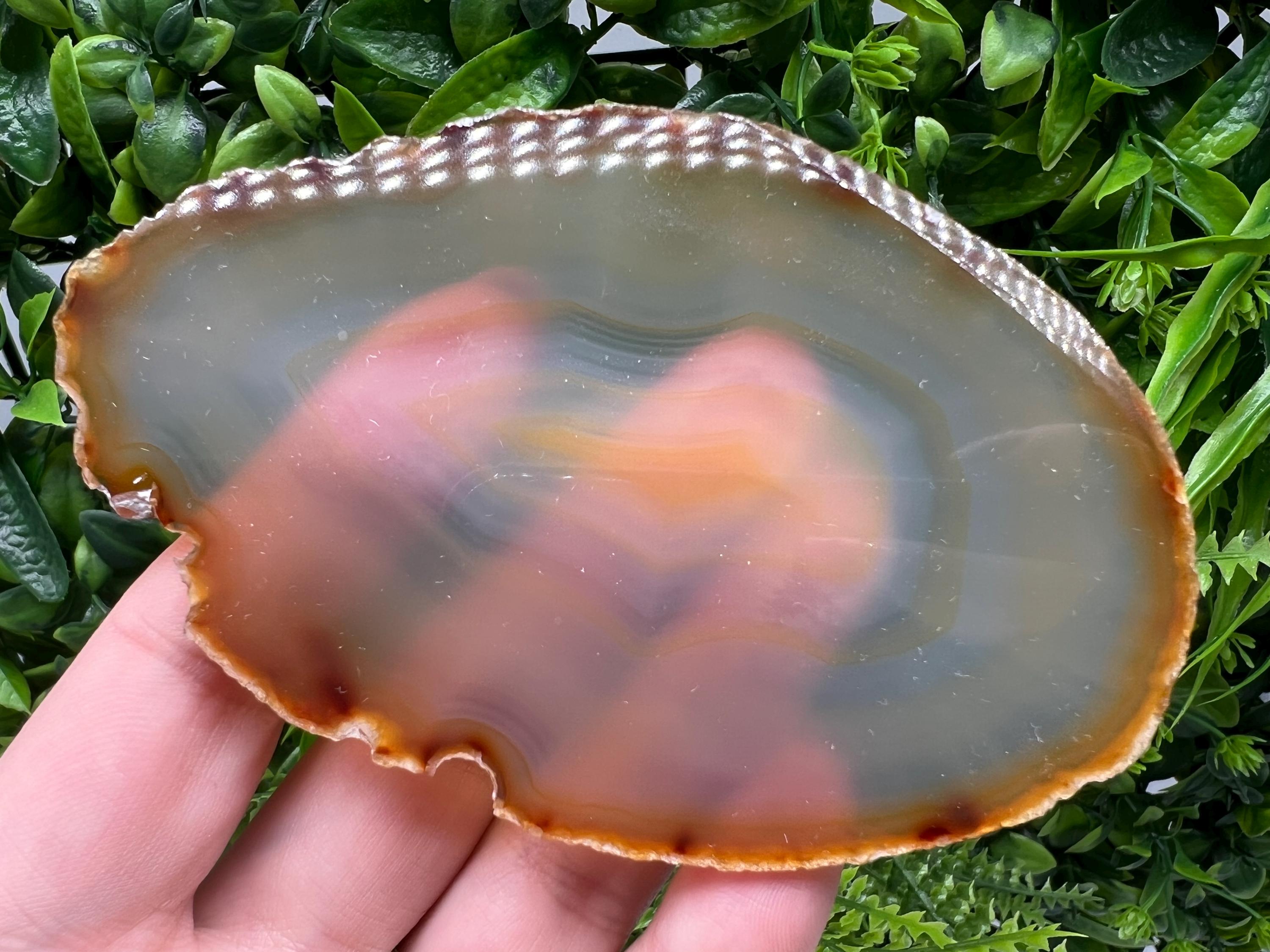 Large Polished Agate Slice: Spiritual Healing Crystal Coaster, 13/7.5 cm
