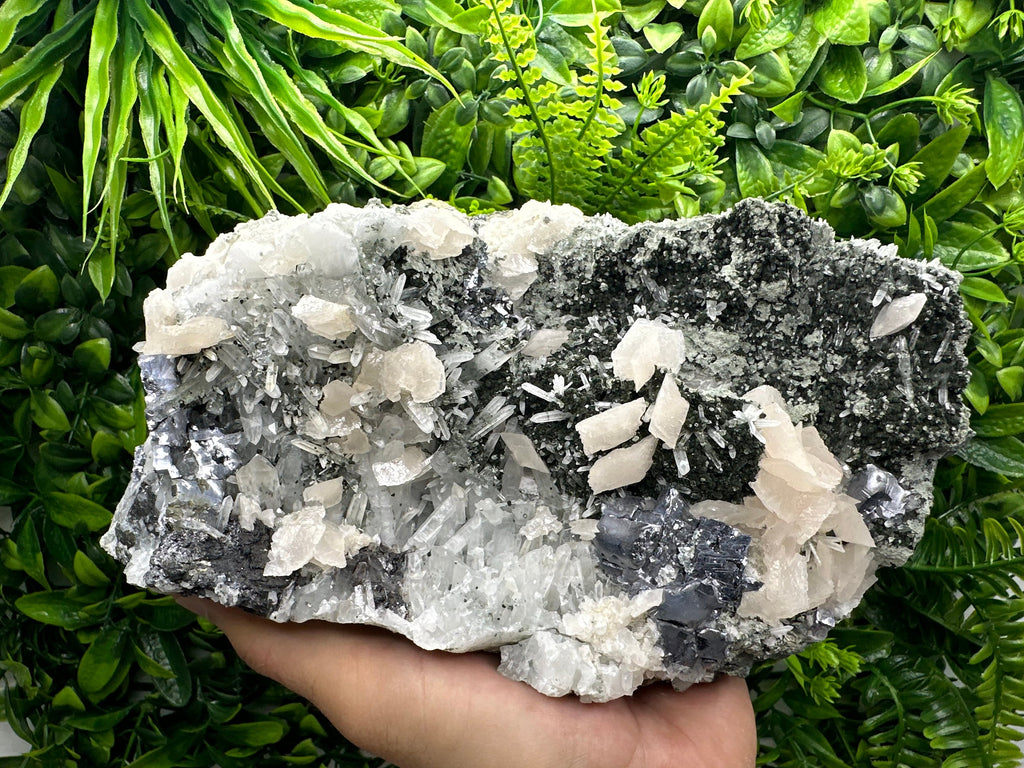 Galena Sphalerite Calcite on Quartz, Bulgaria Mineral Specimen