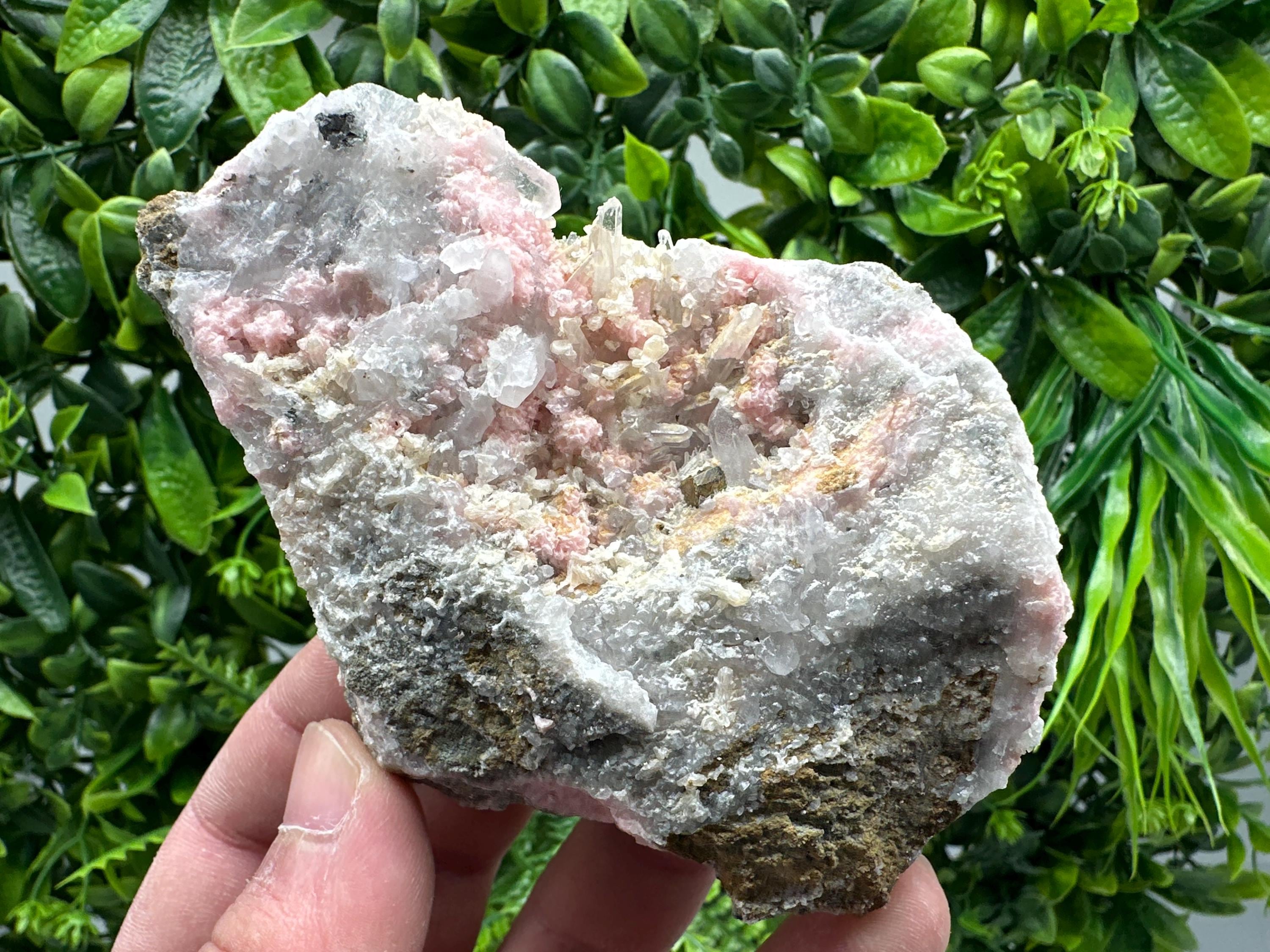 Rhodochrosite on Quartz, Starnica Mine, Bulgaria