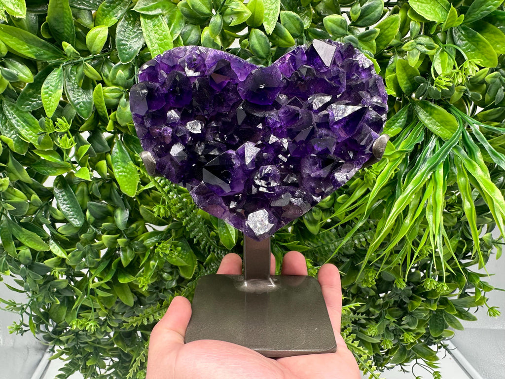 Large Purple Amethyst Heart: Natural Uruguay Crystal, Home Decor