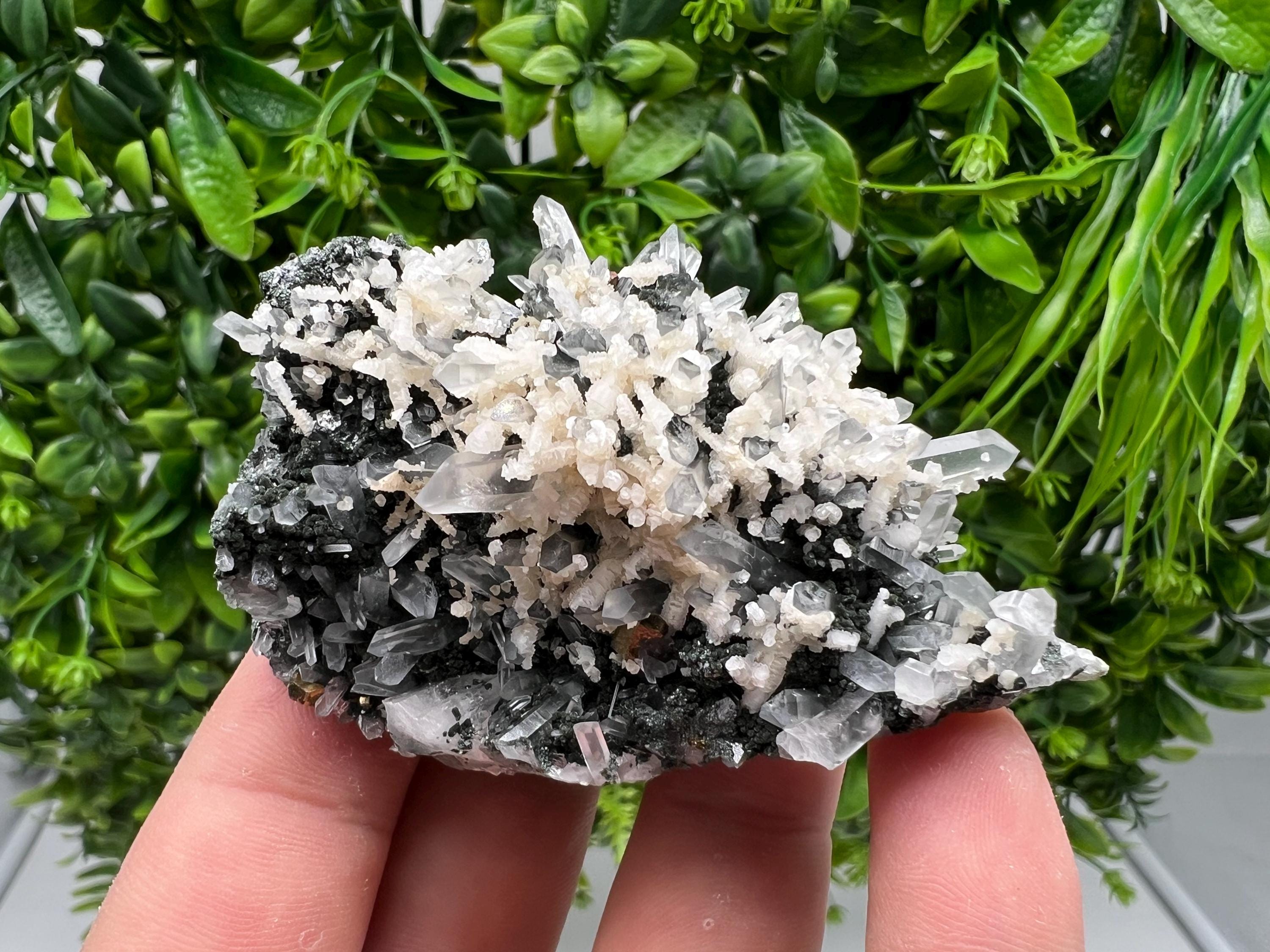 Wonderful Calcite,Quartz on Chlorite matrix,from Borieva mine,Madan,Bulgaria,natural collection mineral specimen,rare crystal,home decor